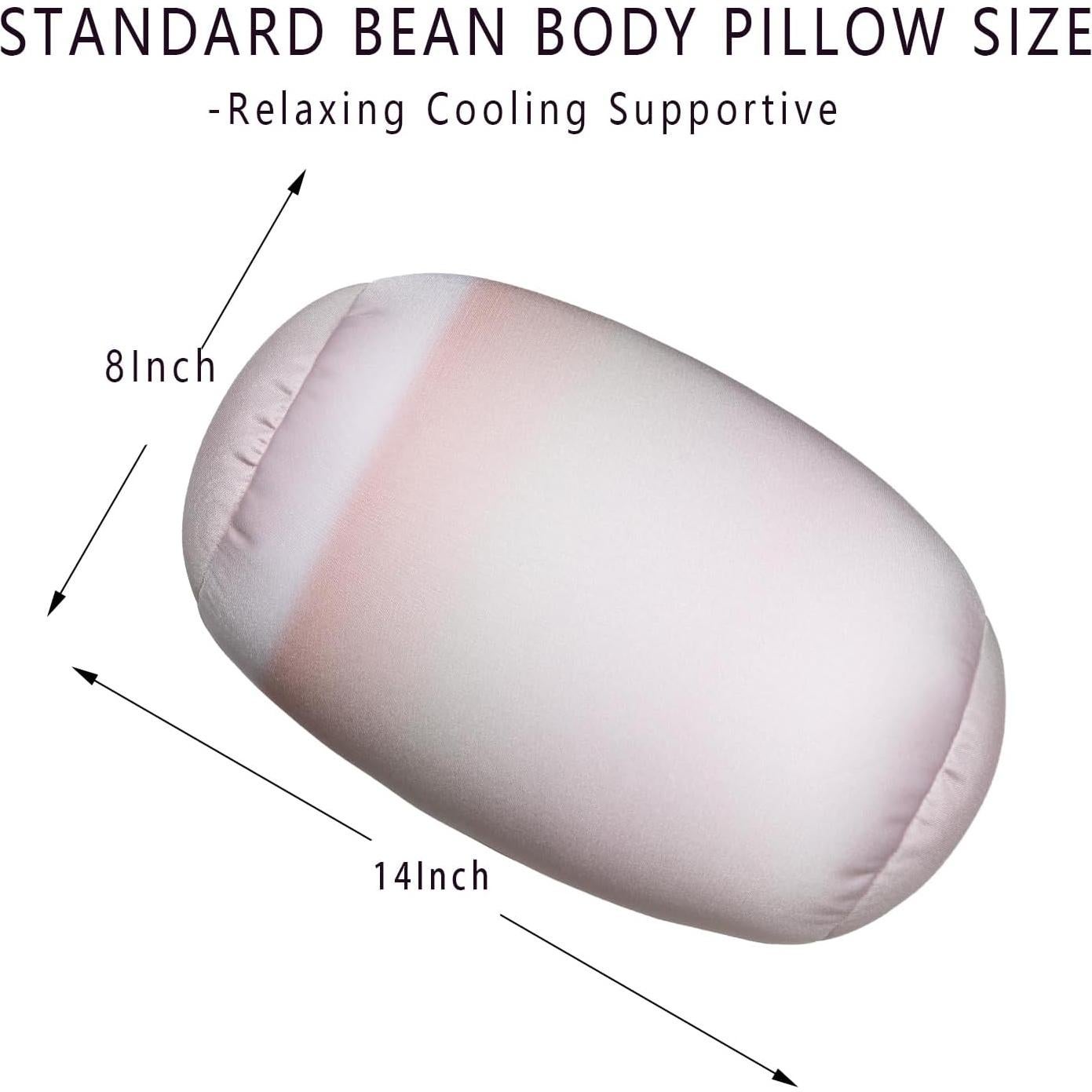 Squish Bean Bed Microbead Pillow Bolster Tube Body Pillow Smooth Cool Touch Fabric Neck & Back Support Throw Travel Pillow Fun Colors (Beige Light Colorful)