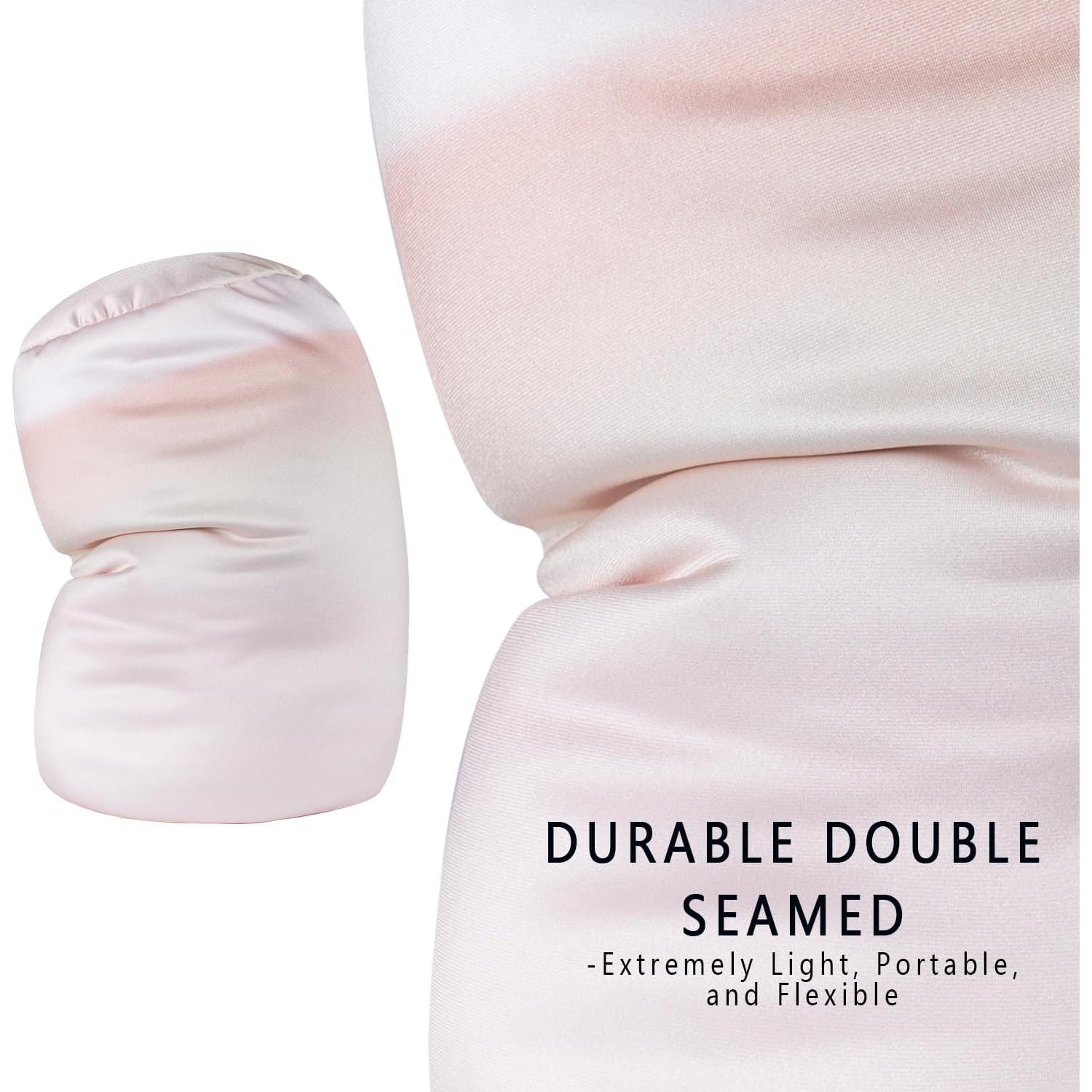 Squish Bean Bed Microbead Pillow Bolster Tube Body Pillow Smooth Cool Touch Fabric Neck & Back Support Throw Travel Pillow Fun Colors (Beige Light Colorful)