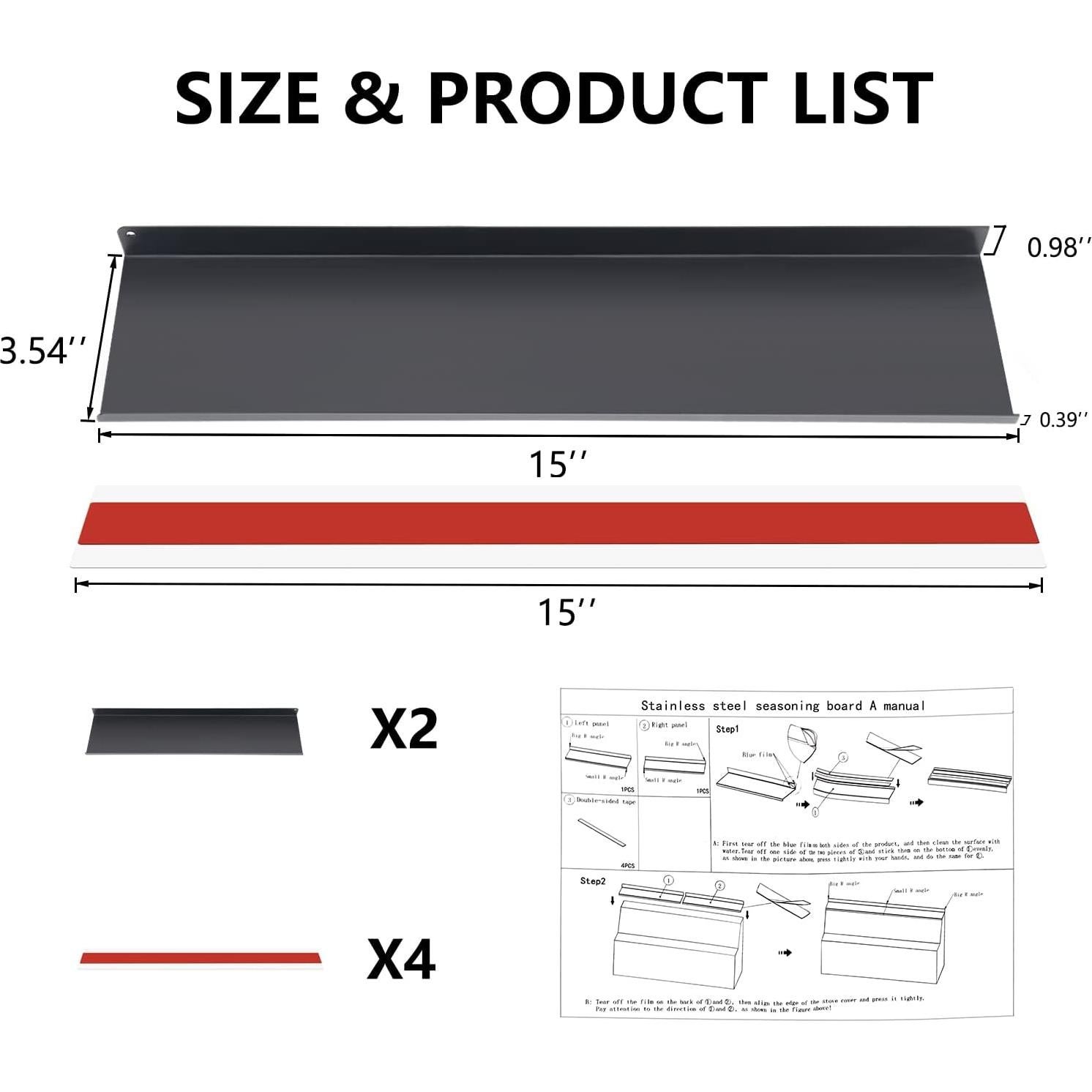 Estante Superior de Estufa Aockh 2 Piezas Acero Inoxidable 38.1 cm