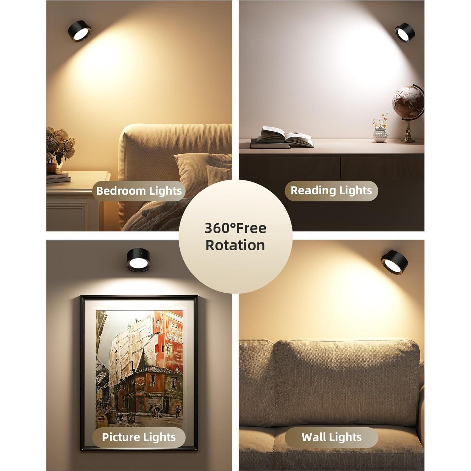 Lámpara de Pared LED Recargable AMETHEUS 2 Paquete Negro