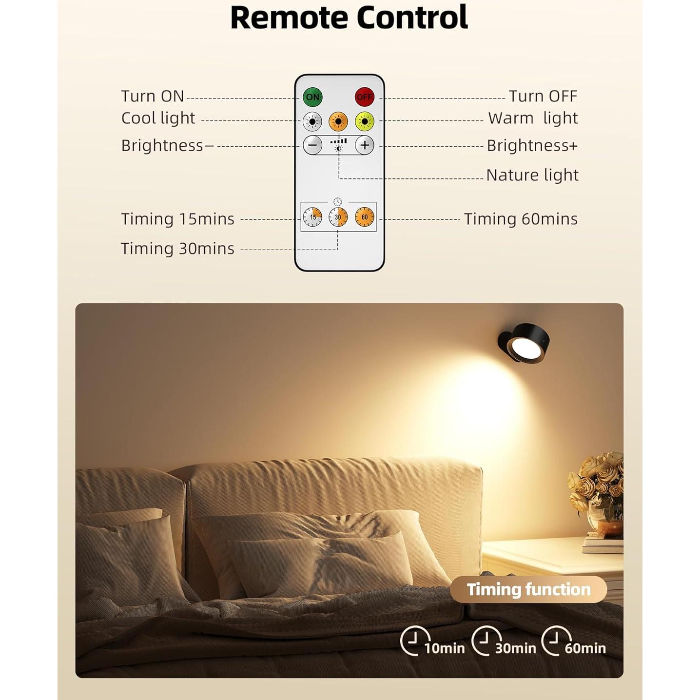 Lámpara de Pared LED Recargable AMETHEUS 2 Paquete Negro