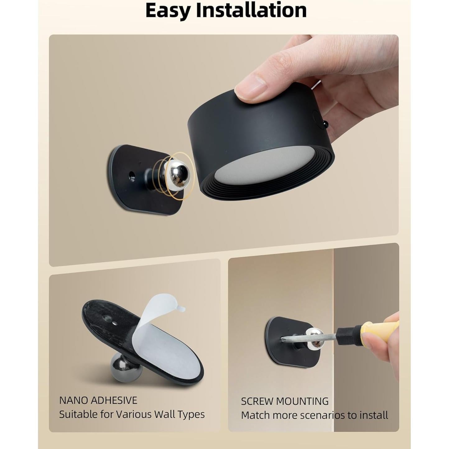 Lámpara de Pared LED Recargable AMETHEUS 2 Paquete Negro