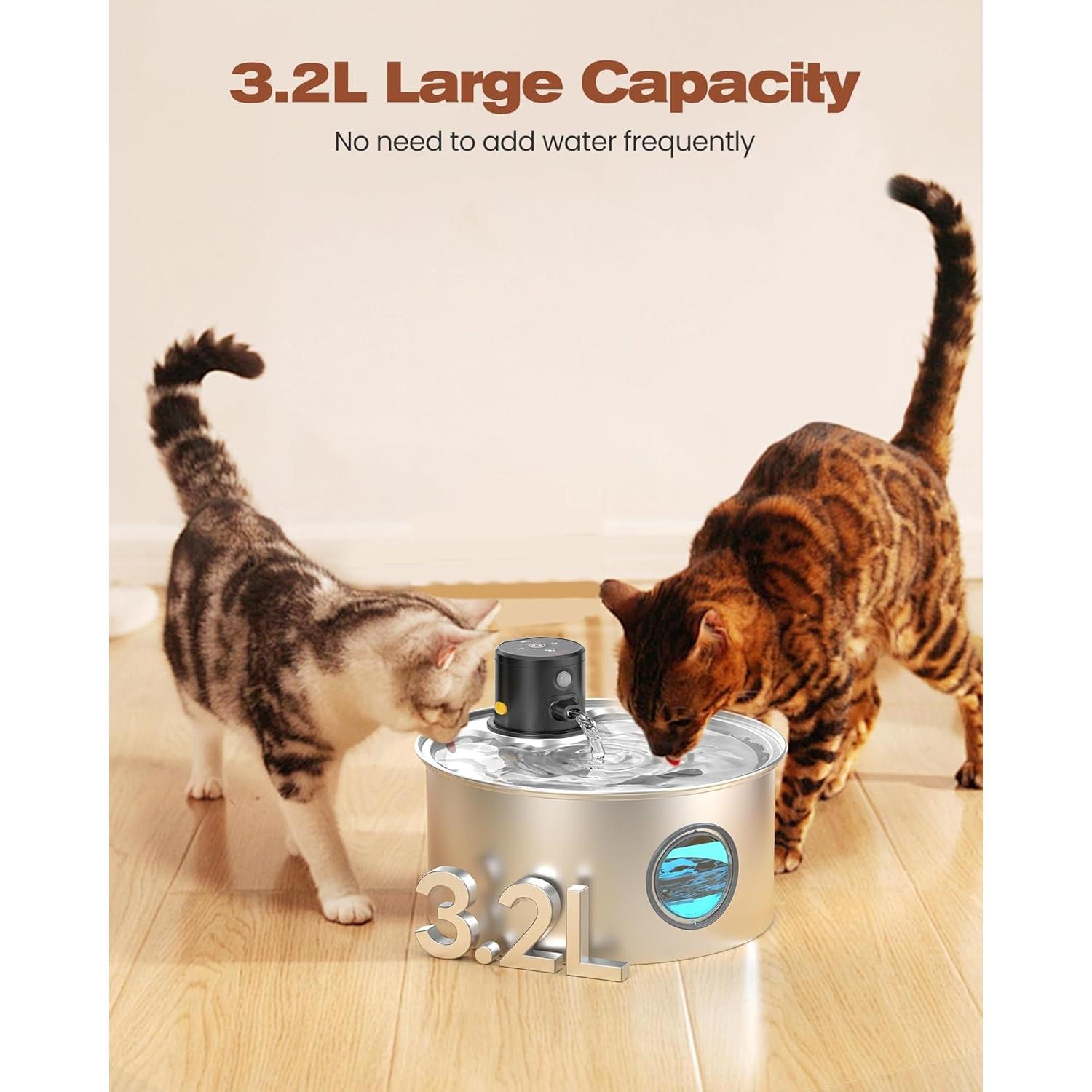 Fuente de Agua Inalámbrica para Gatos TOONIOOS 3.2L con Filtros