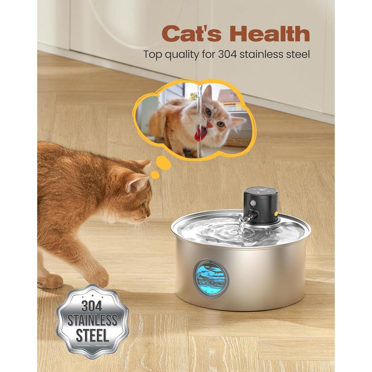 Fuente de Agua Inalámbrica para Gatos TOONIOOS 3.2L con Filtros