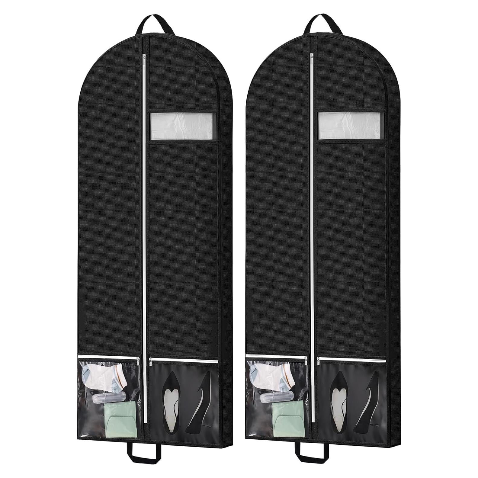 Bolsas de Prendas para Viaje 137 cm 2pcs Negro con Bolsillos