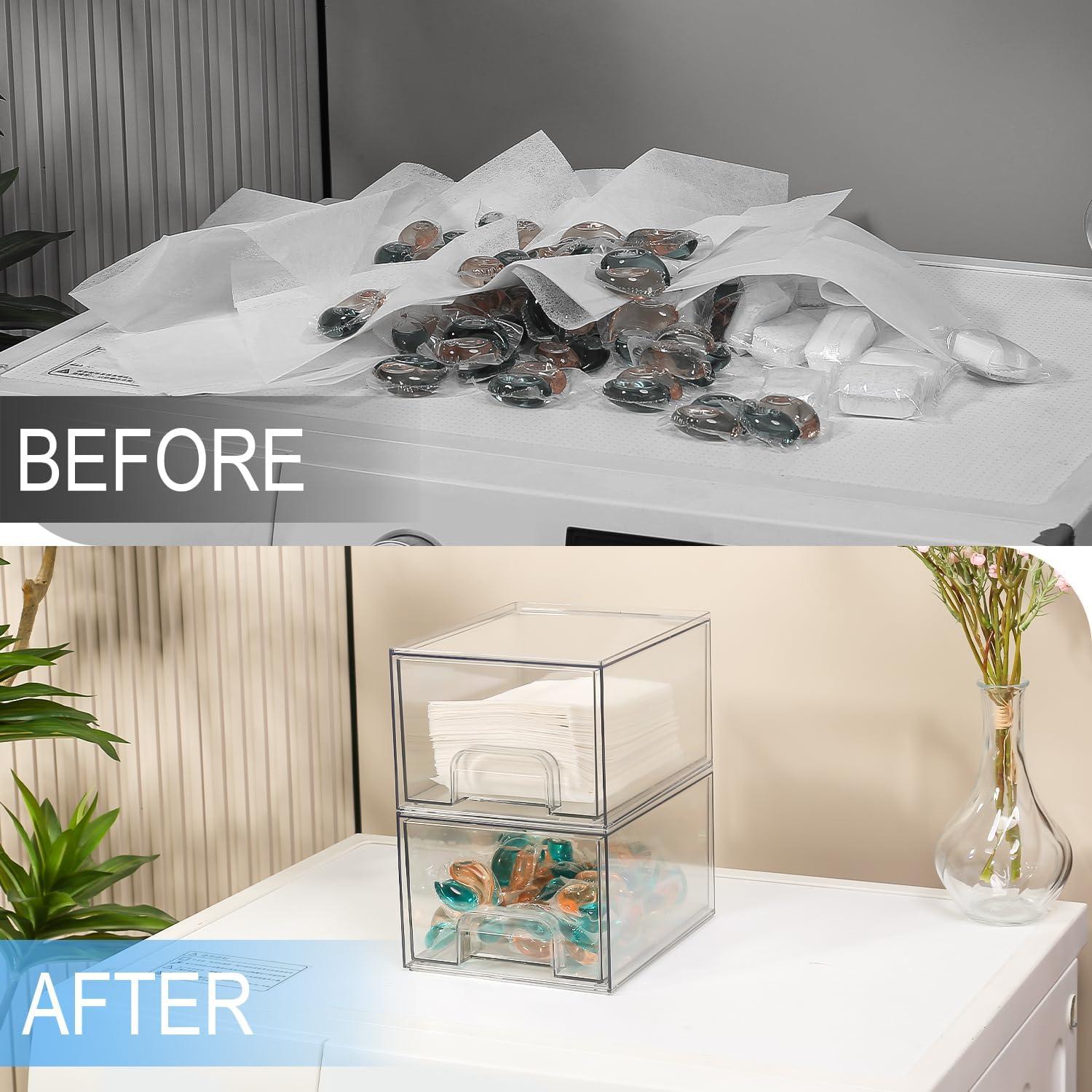 Contenedor Apilable VOTLEVT para Hojas de Secadora y Cápsulas