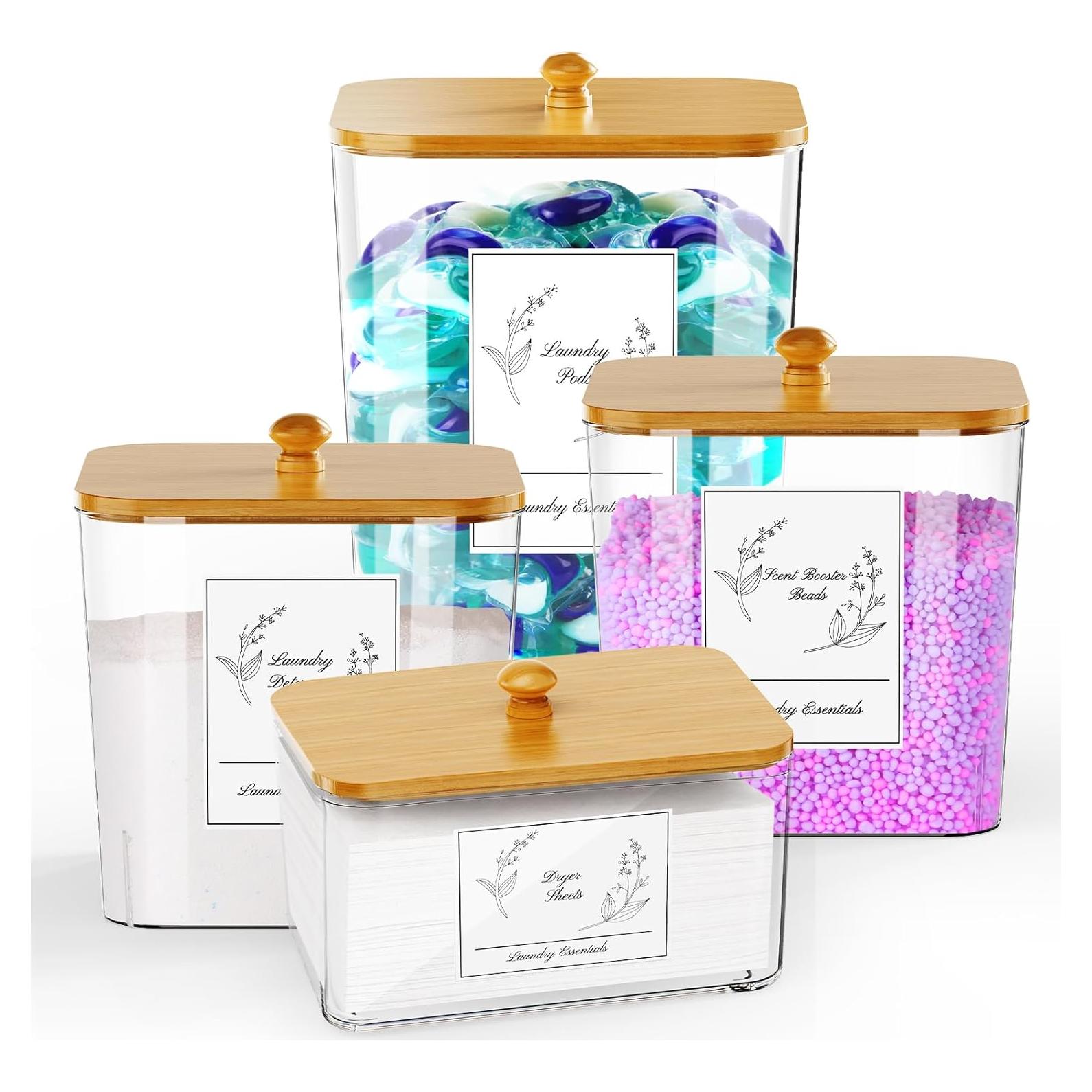 Juego de 4 Contenedores Transparentes COAZEX para Lavandería