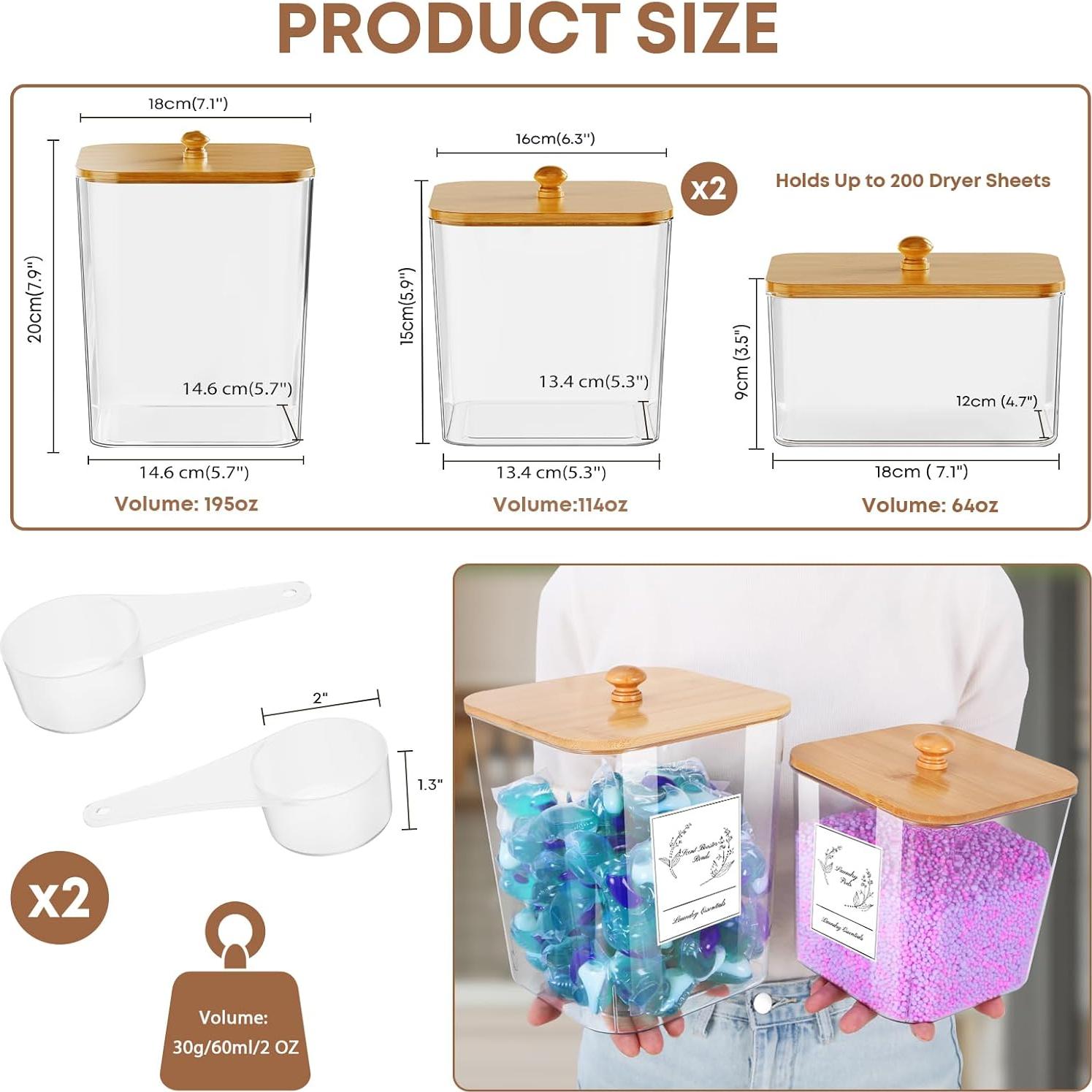 Juego de 4 Contenedores Transparentes COAZEX para Lavandería