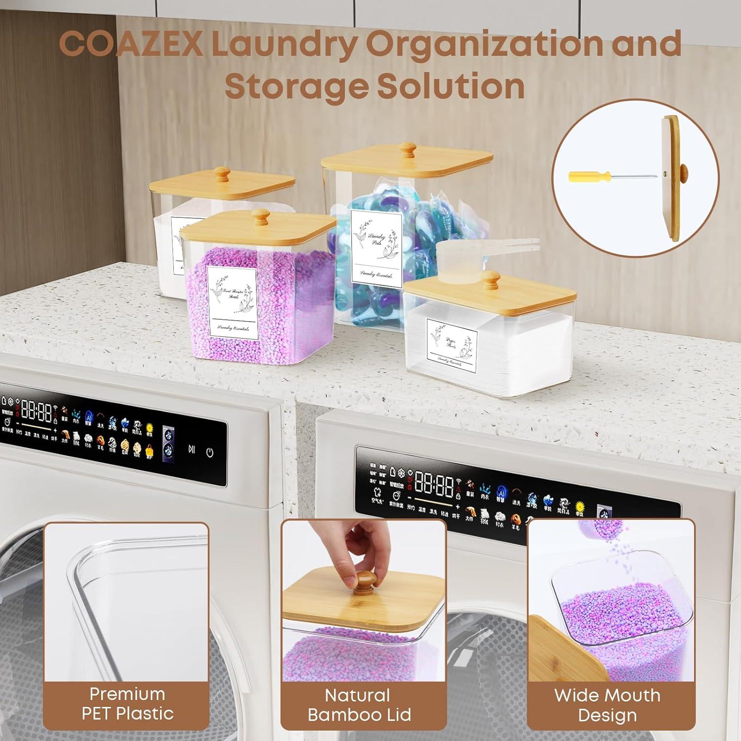 Juego de 4 Contenedores Transparentes COAZEX para Lavandería