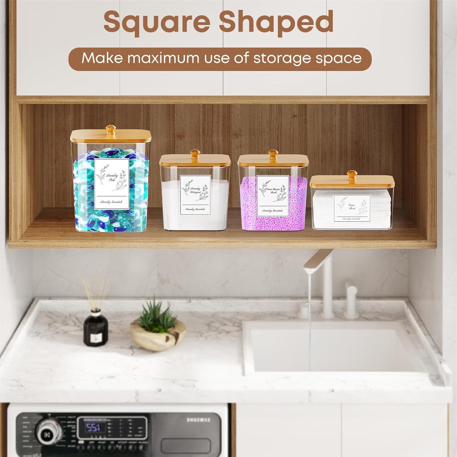 Juego de 4 Contenedores Transparentes COAZEX para Lavandería