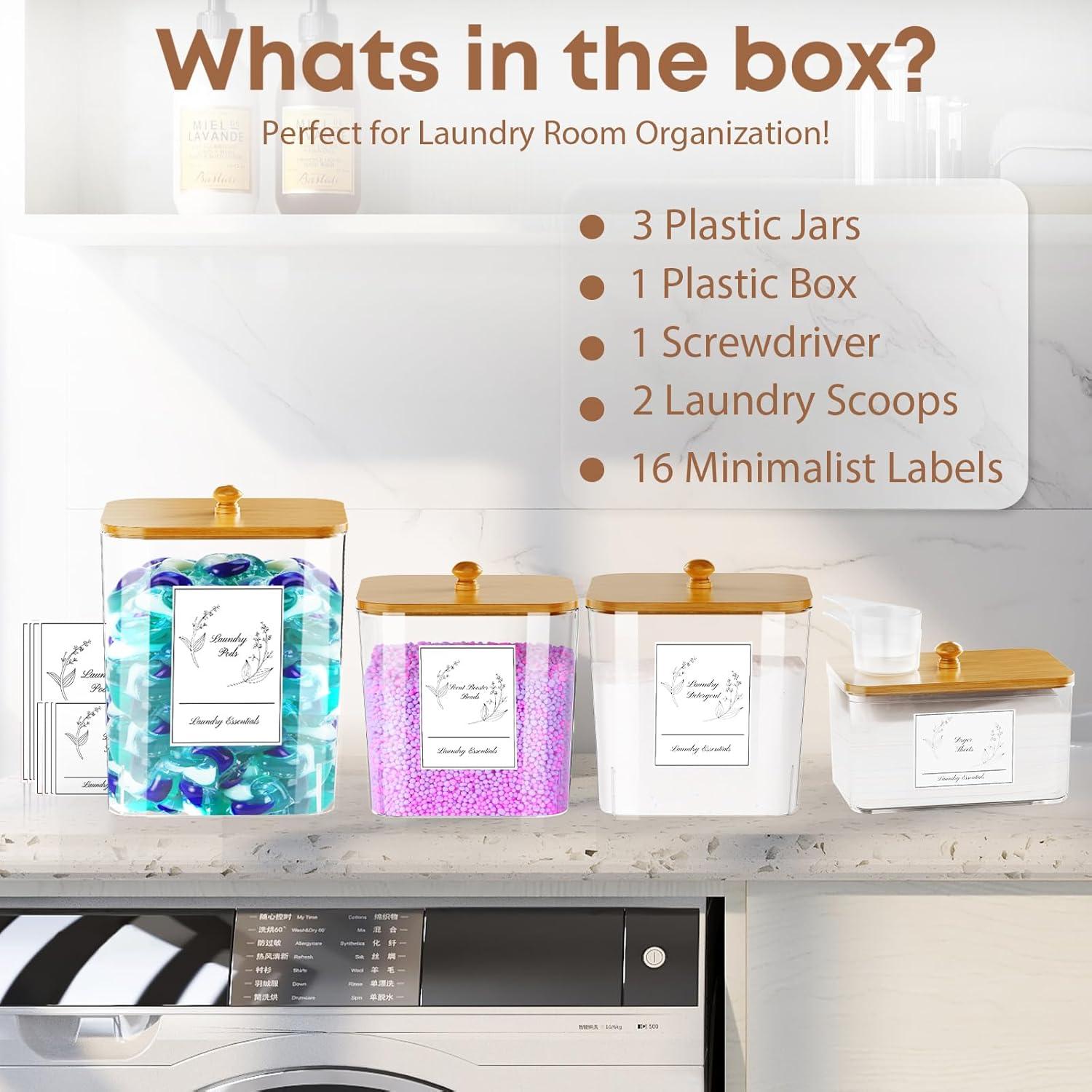 Juego de 4 Contenedores Transparentes COAZEX para Lavandería