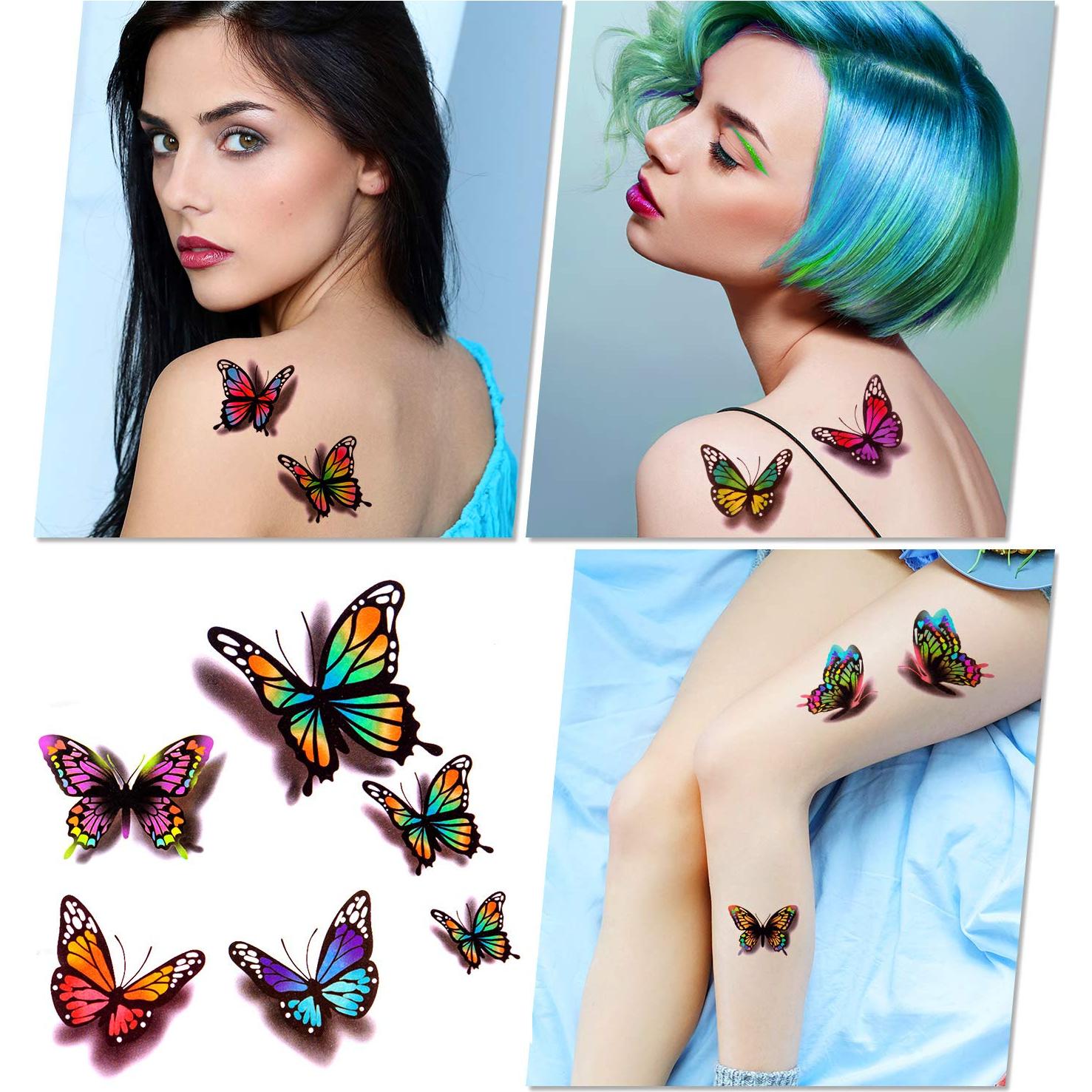 Tatuajes Temporales 3D Mariposas y Flores ZAUGONTW 126 Pcs
