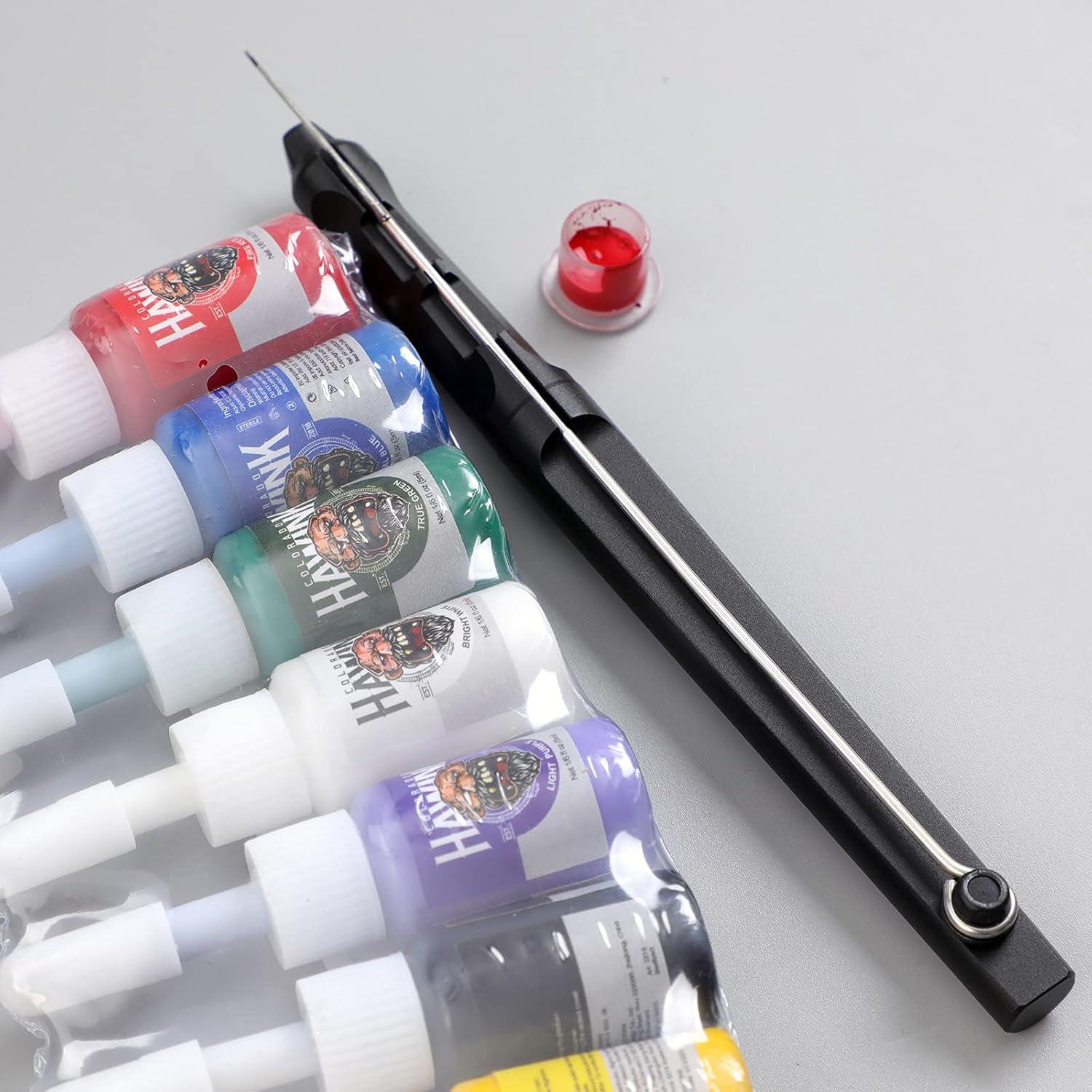 Kit de Tatuaje Poke Stick Hawink con 7 Tintas y Agujas