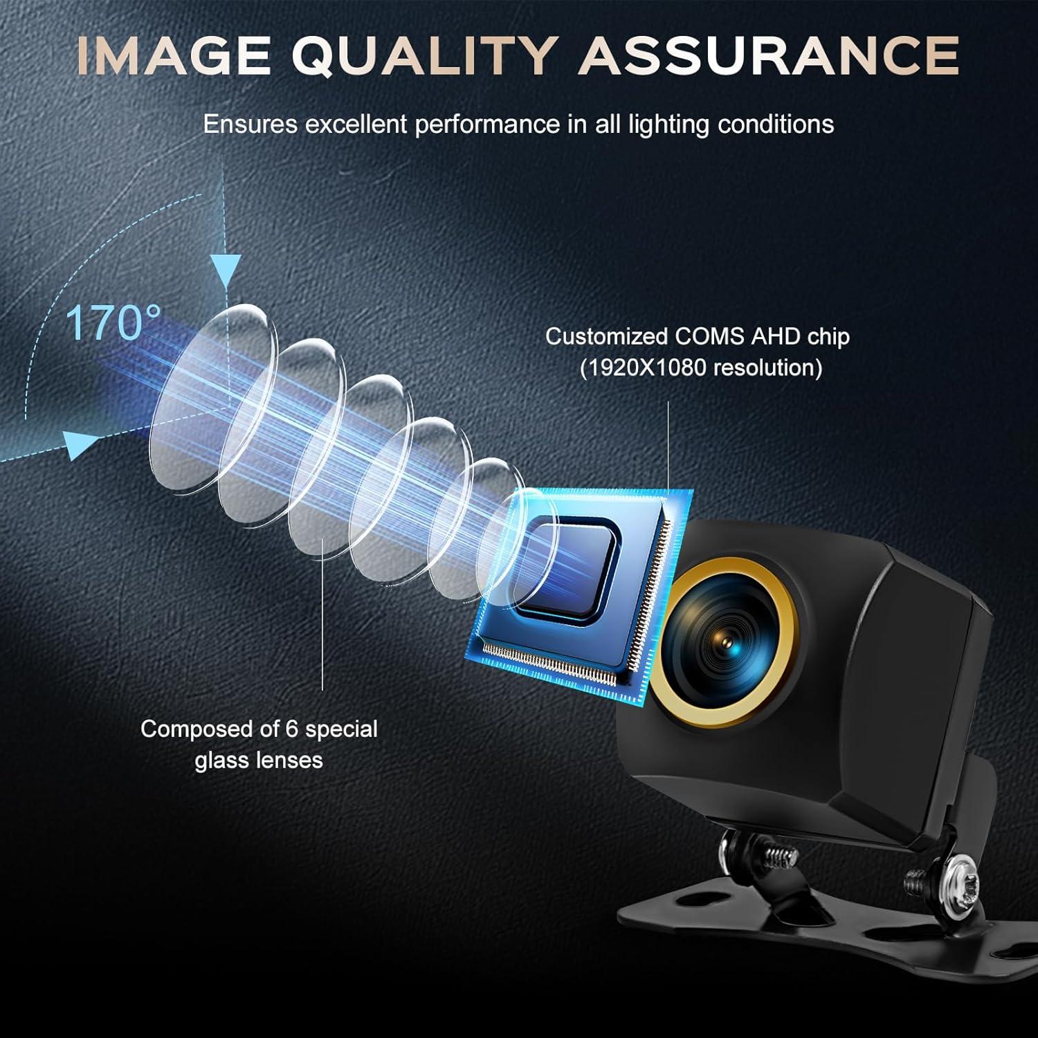 Cámara de Respaldo AHD 1080P Vampolo 170° Visión Amplia