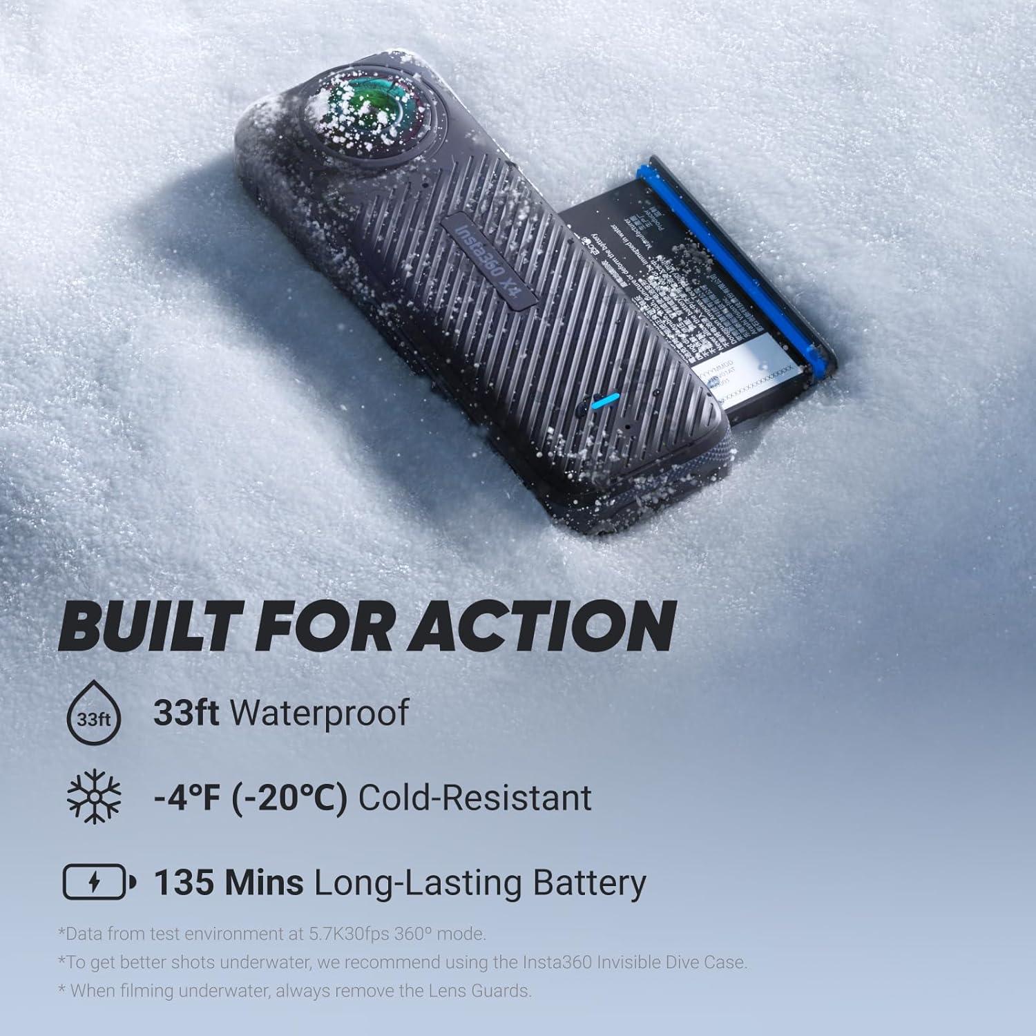 Cámara de Acción 360 Insta360 X4 - 8K, Resistente al Agua, 135 min Batería