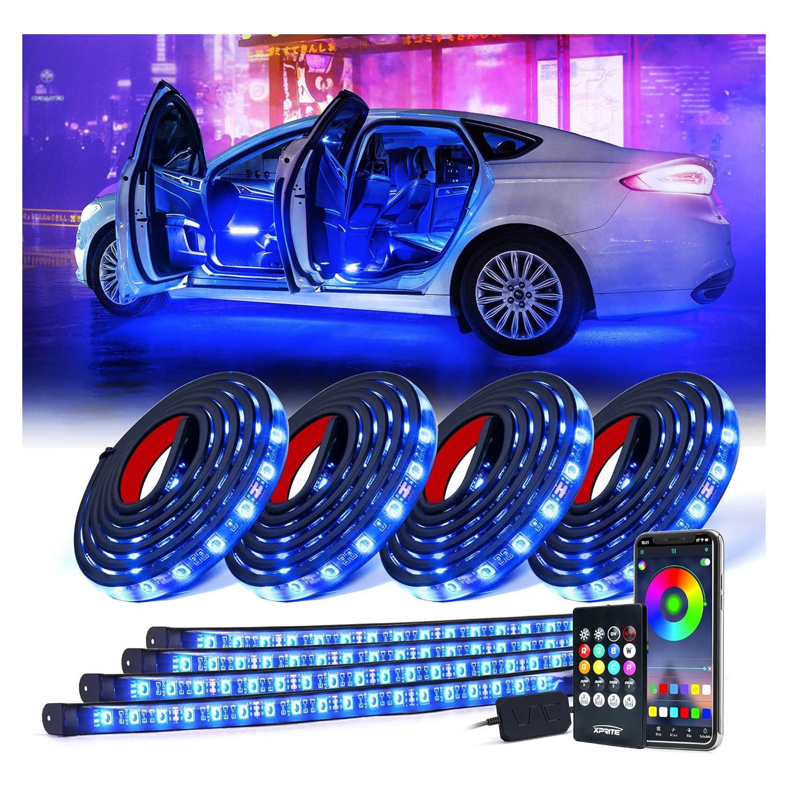 Kit de Luces LED RGB Xprite 8Pcs para Automóviles, Control APP