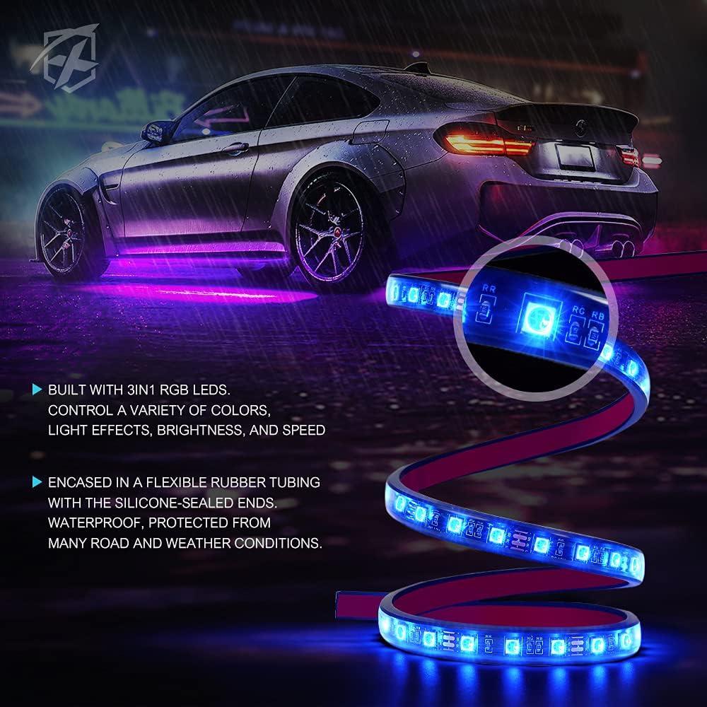 Kit de Luces LED RGB Xprite 8Pcs para Automóviles, Control APP