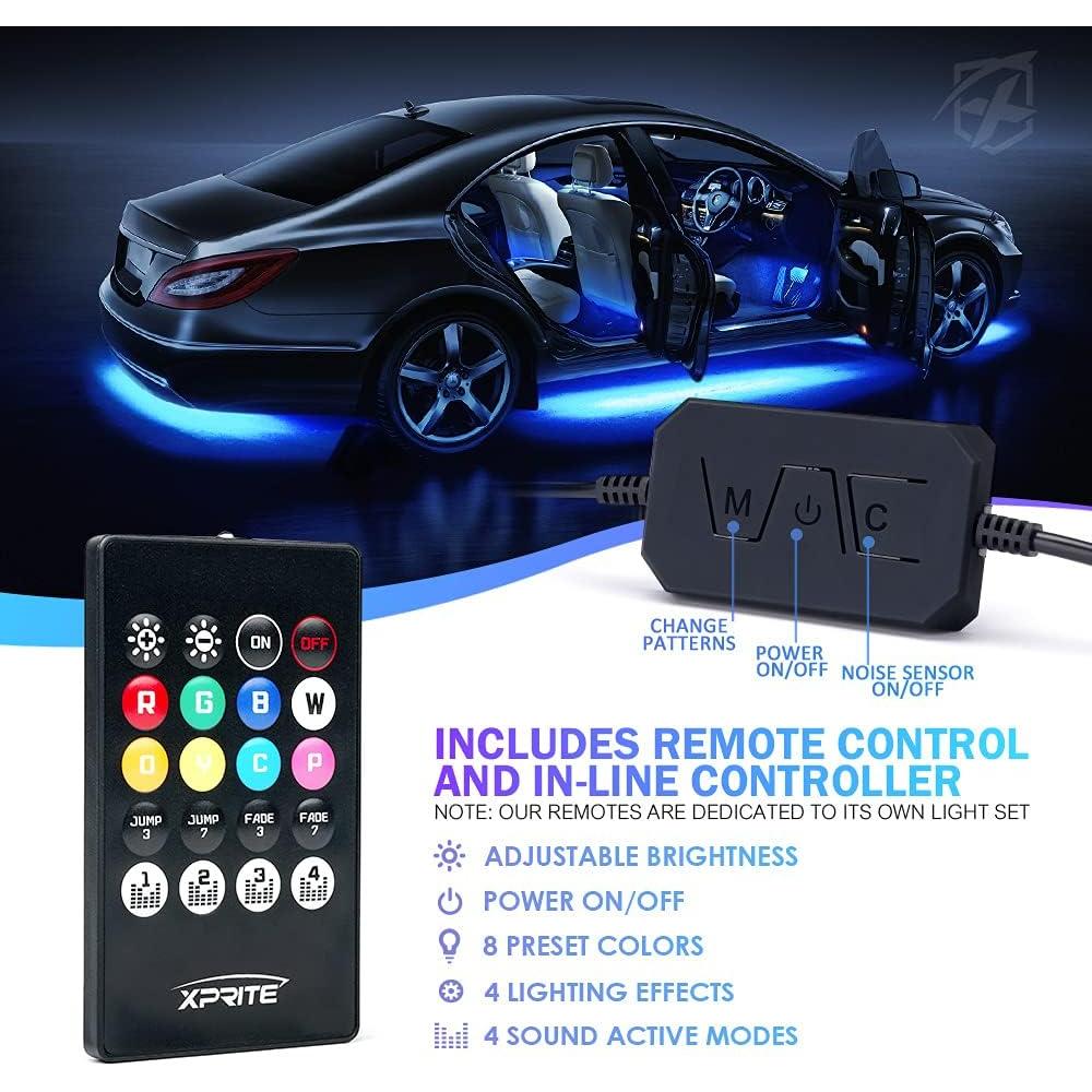 Kit de Luces LED RGB Xprite 8Pcs para Automóviles, Control APP
