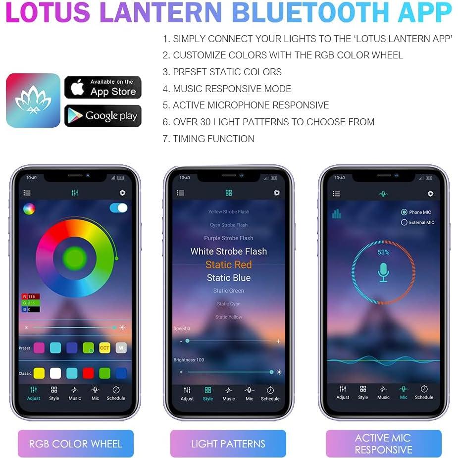 Kit de Luces LED RGB Xprite 8Pcs para Automóviles, Control APP