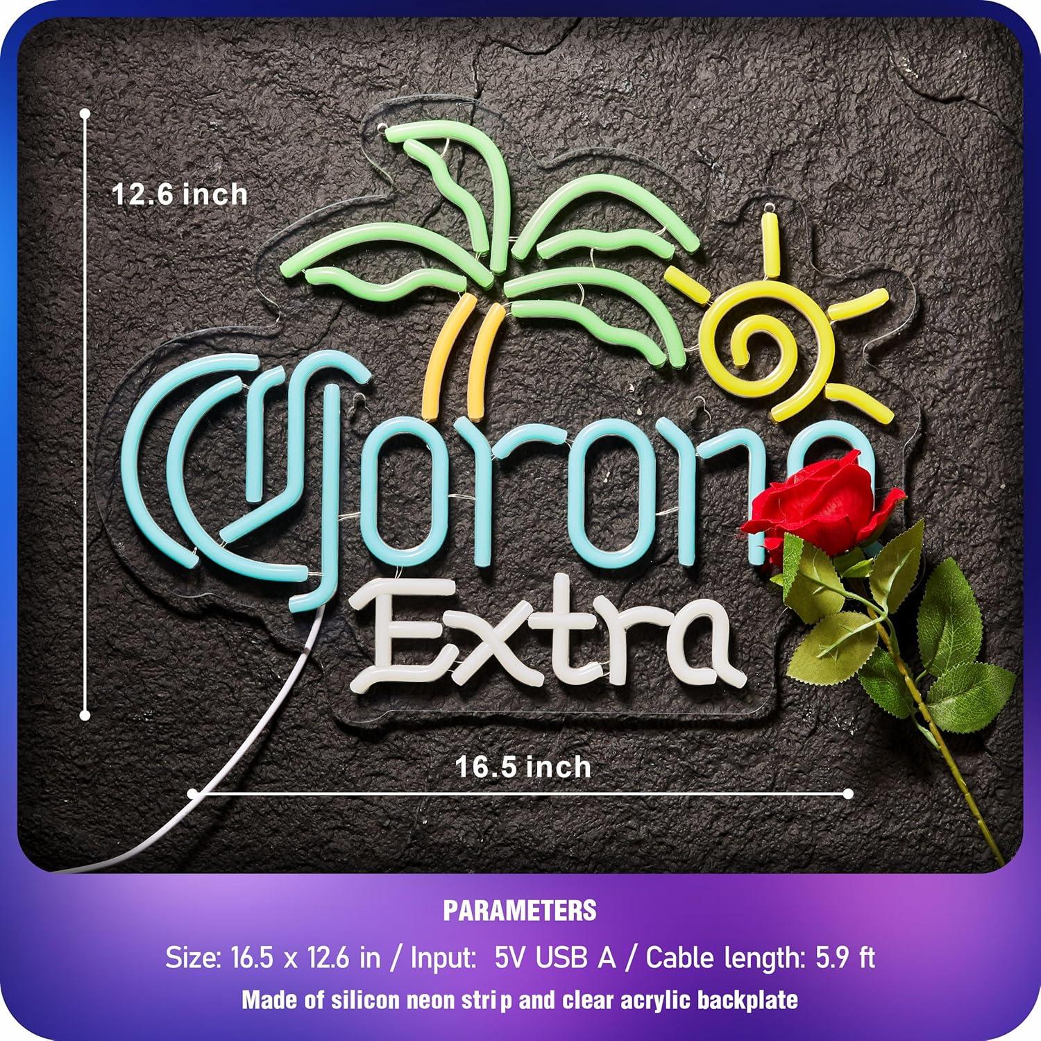 Letrero de Neón Cerveza Corona Extra MkoGad 42x32cm LED