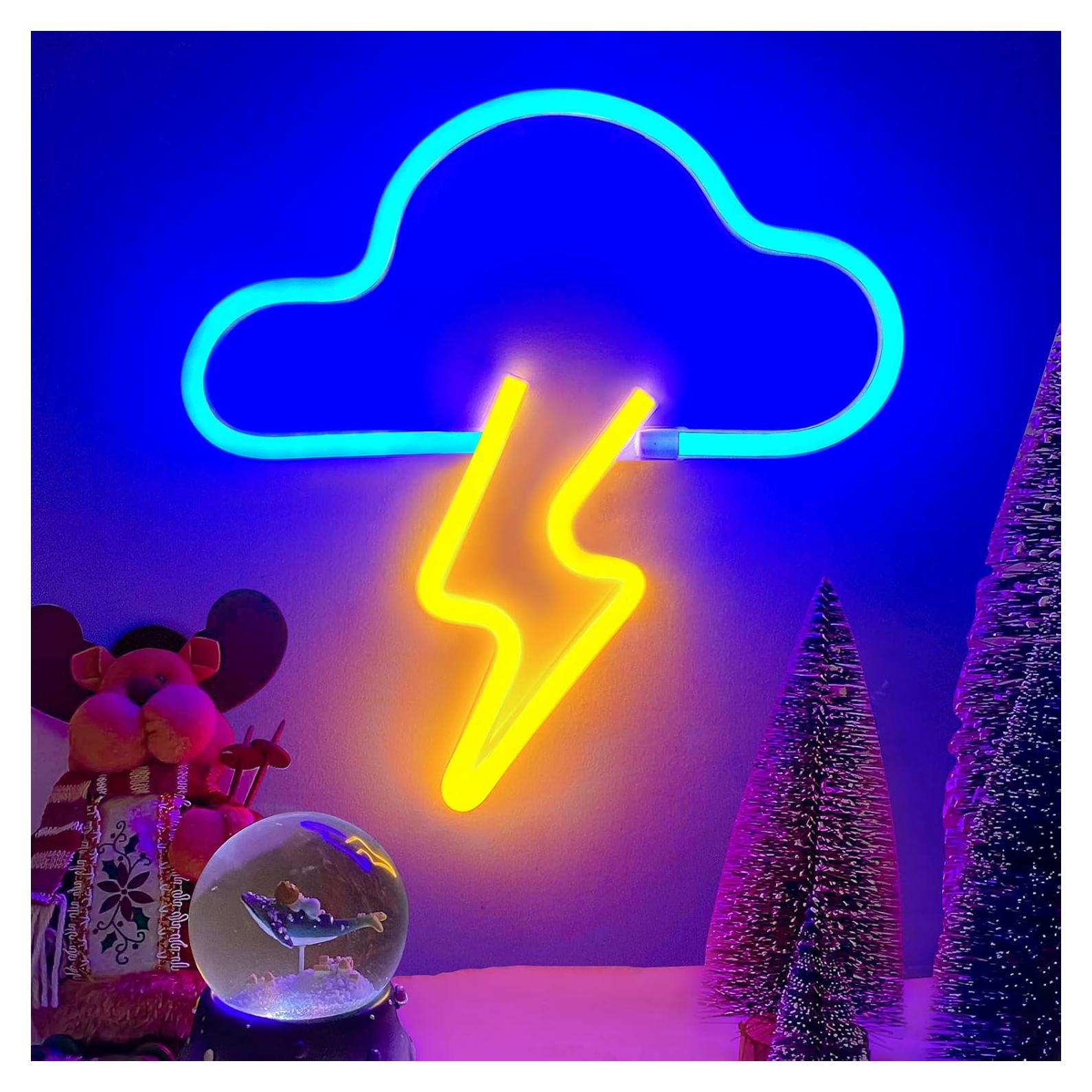 Luz de Neón LED Nube Rayo BerniceKelly 27.4x27.4 cm