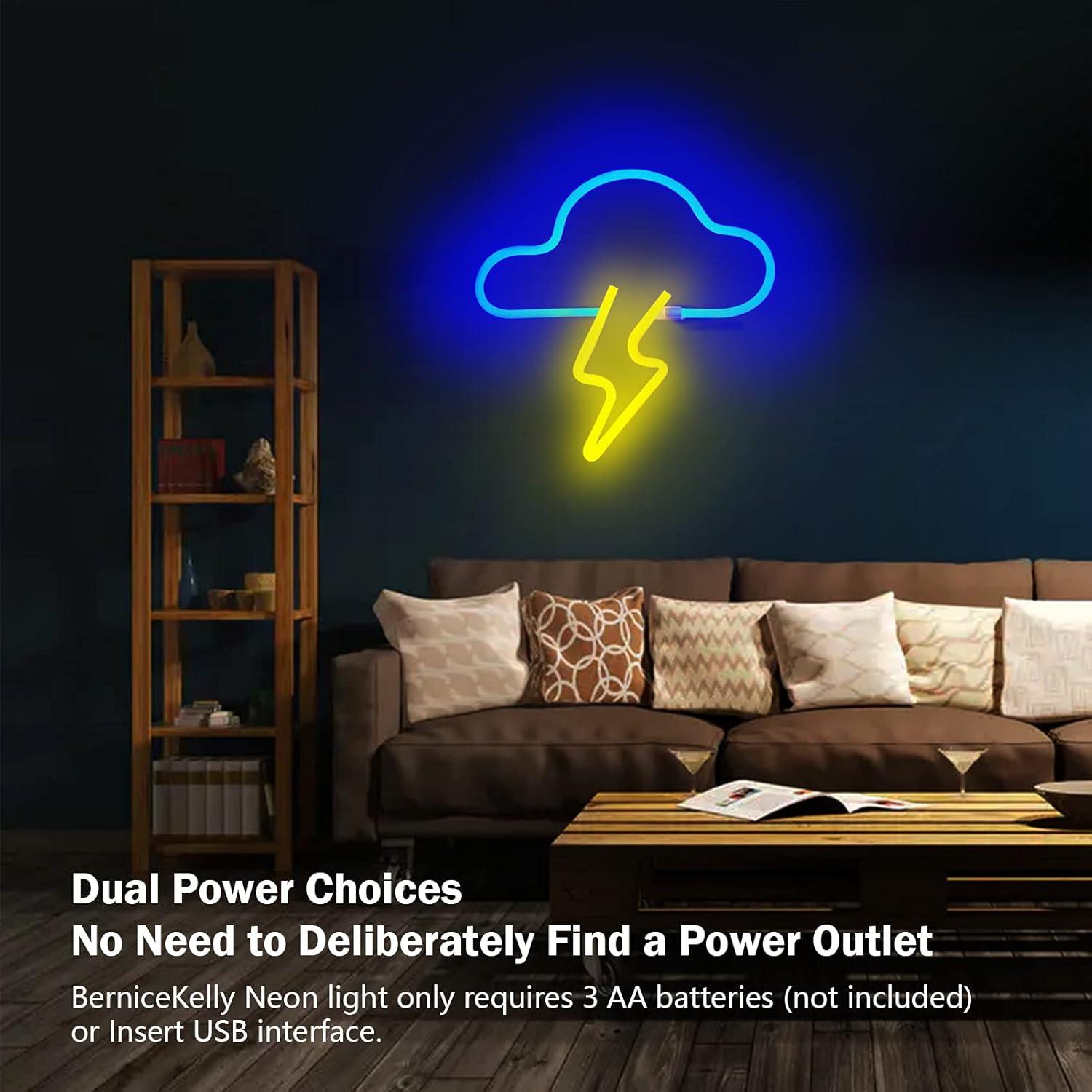 Luz de Neón LED Nube Rayo BerniceKelly 27.4x27.4 cm