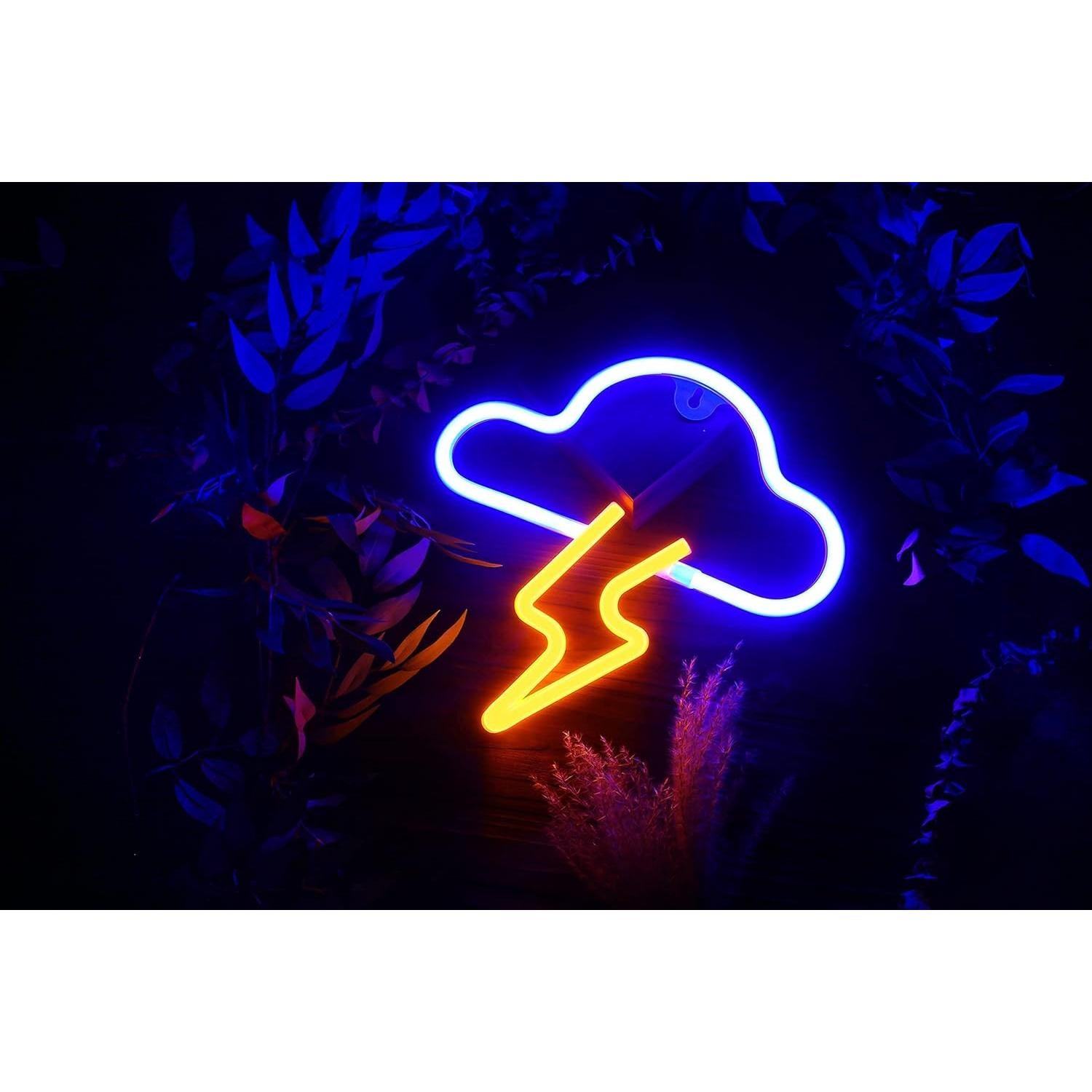 Luz de Neón LED Nube Rayo BerniceKelly 27.4x27.4 cm