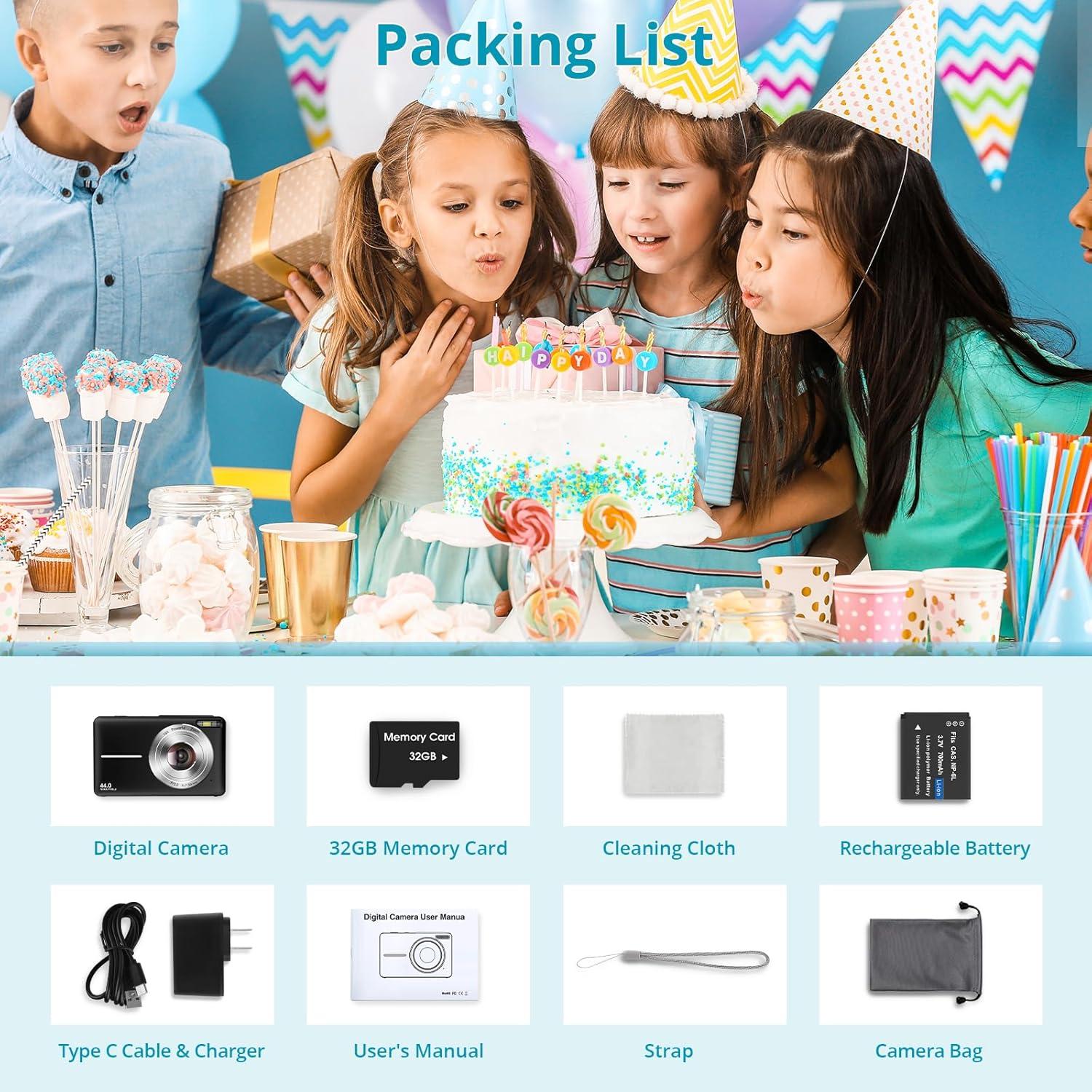 Cámara Digital Toberto DC403 44MP FHD 1080P para Niños