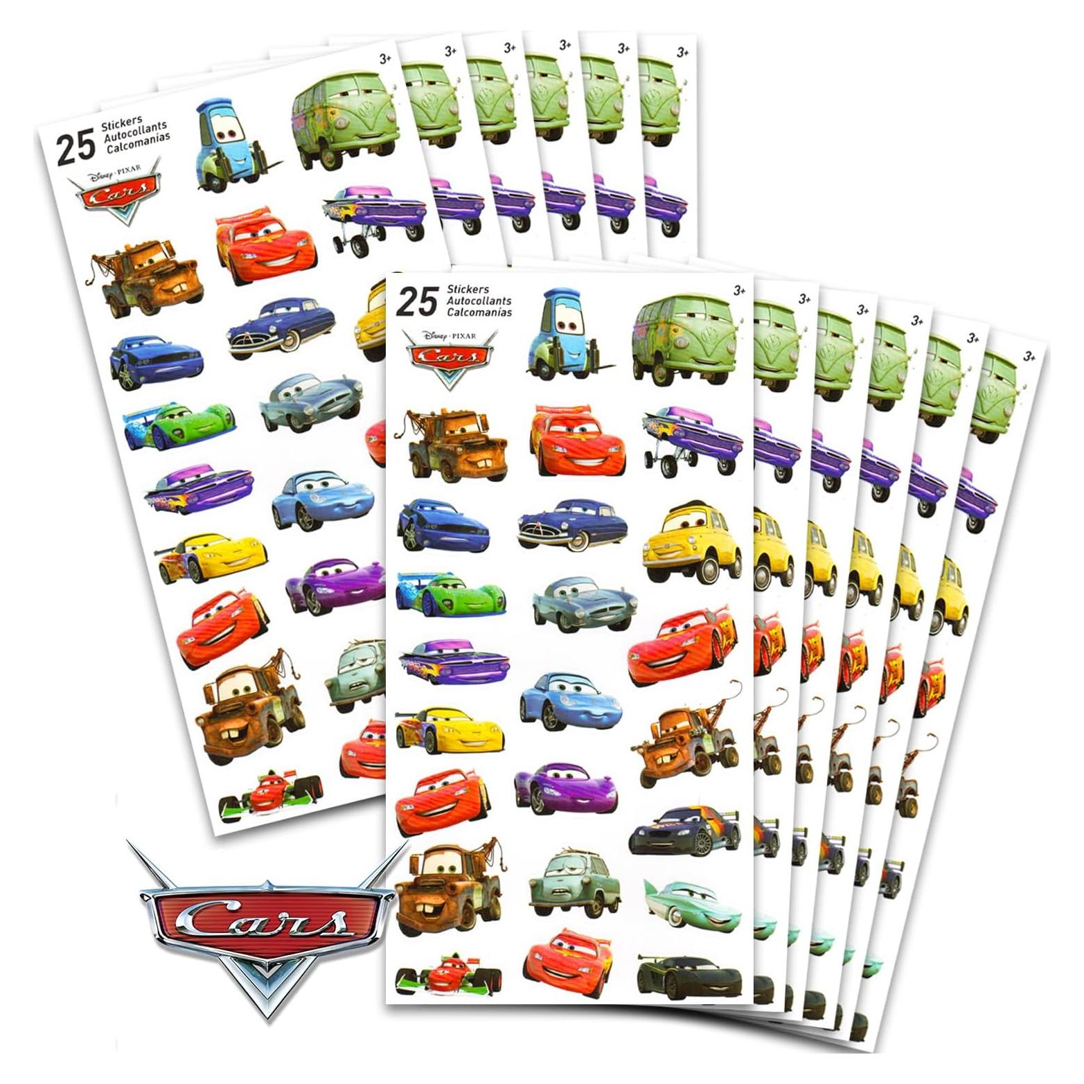 Disney Cars Stickers for Toddlers Kids Adults Set ~ Bundle Includes 300 Disney Cars Stickers on 12 Party Favor Sheets