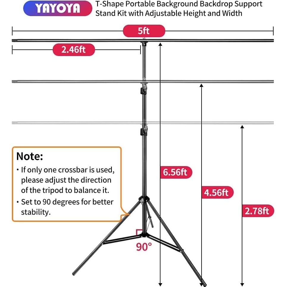 Kit Pantalla de Fondo 2-en-1 YAYOYA Negra Blanca 5x2m con Soporte