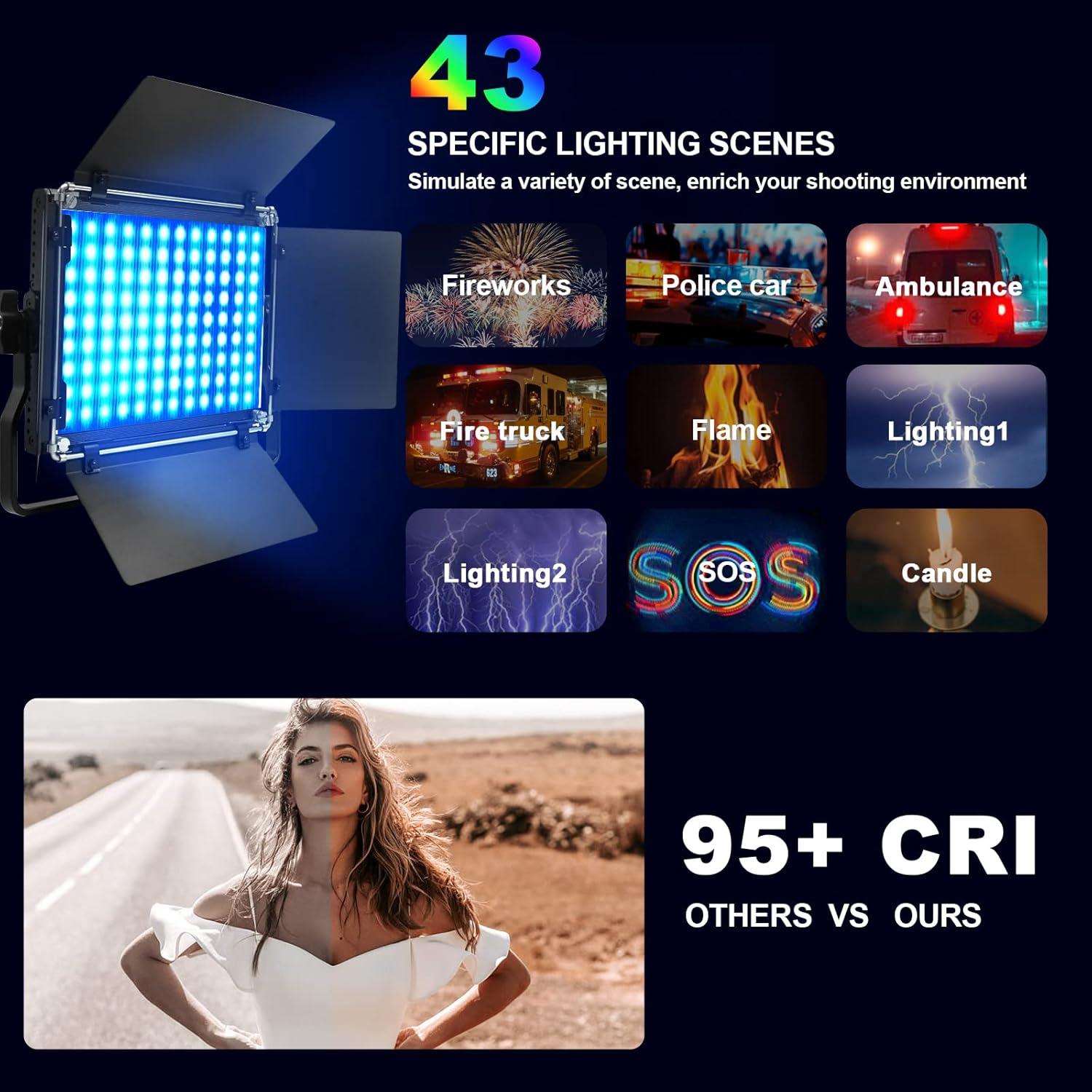 Kit de Iluminación Fotográfica RGB GreatLPT 50W Dimmable 2500K-8500K