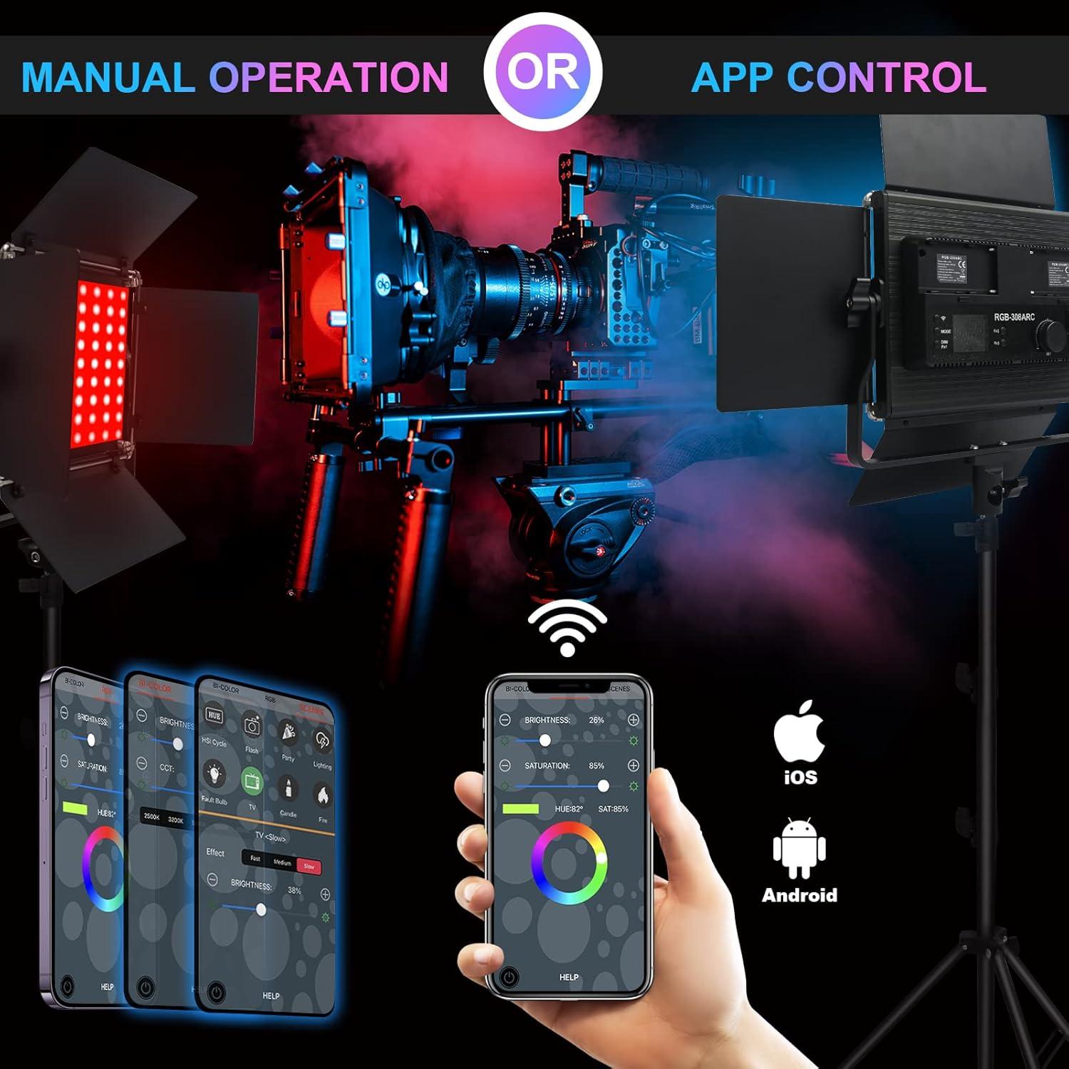 Kit de Iluminación Fotográfica RGB GreatLPT 50W Dimmable 2500K-8500K