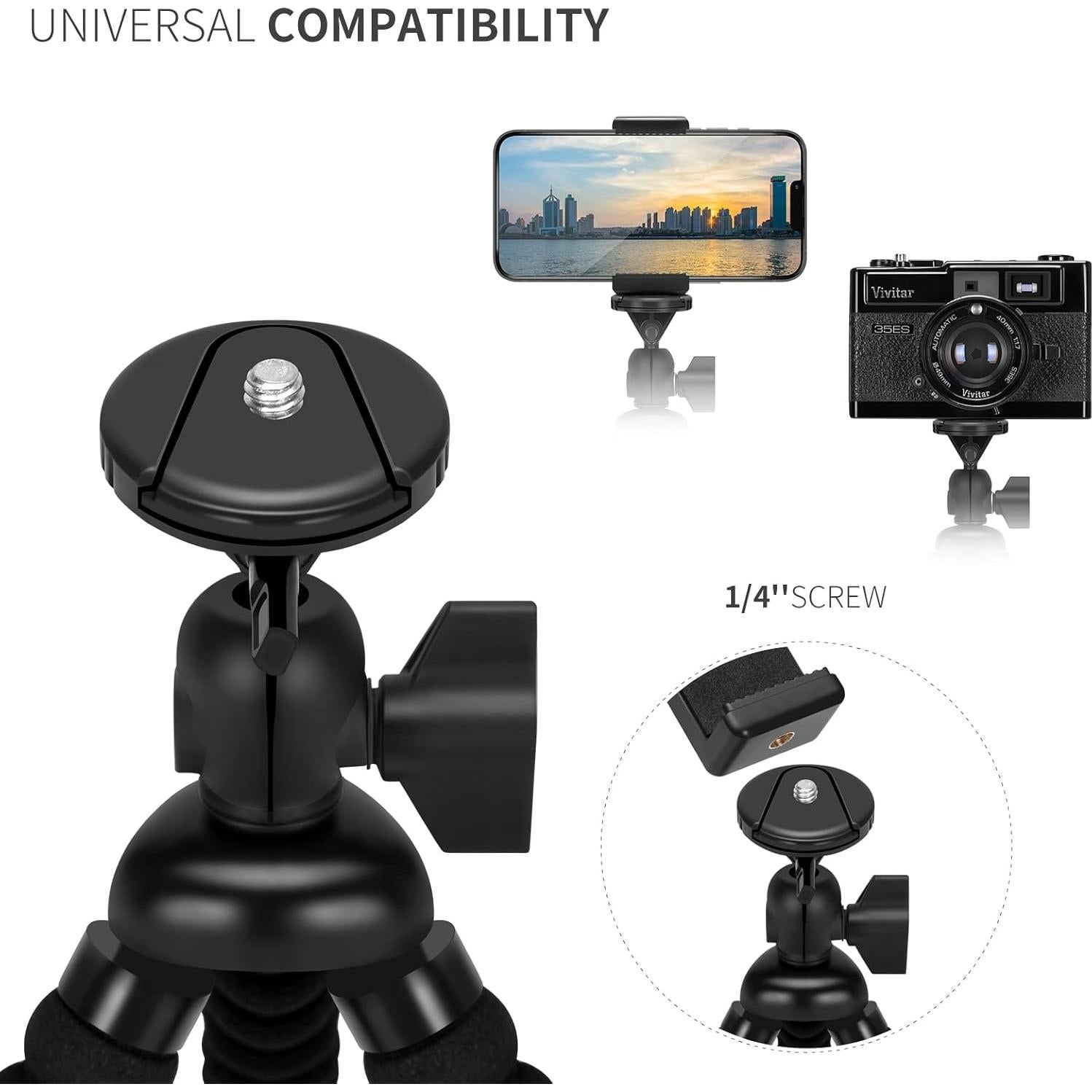 Soporte de trípode flexible ZTON para celular hasta 9.65 cm