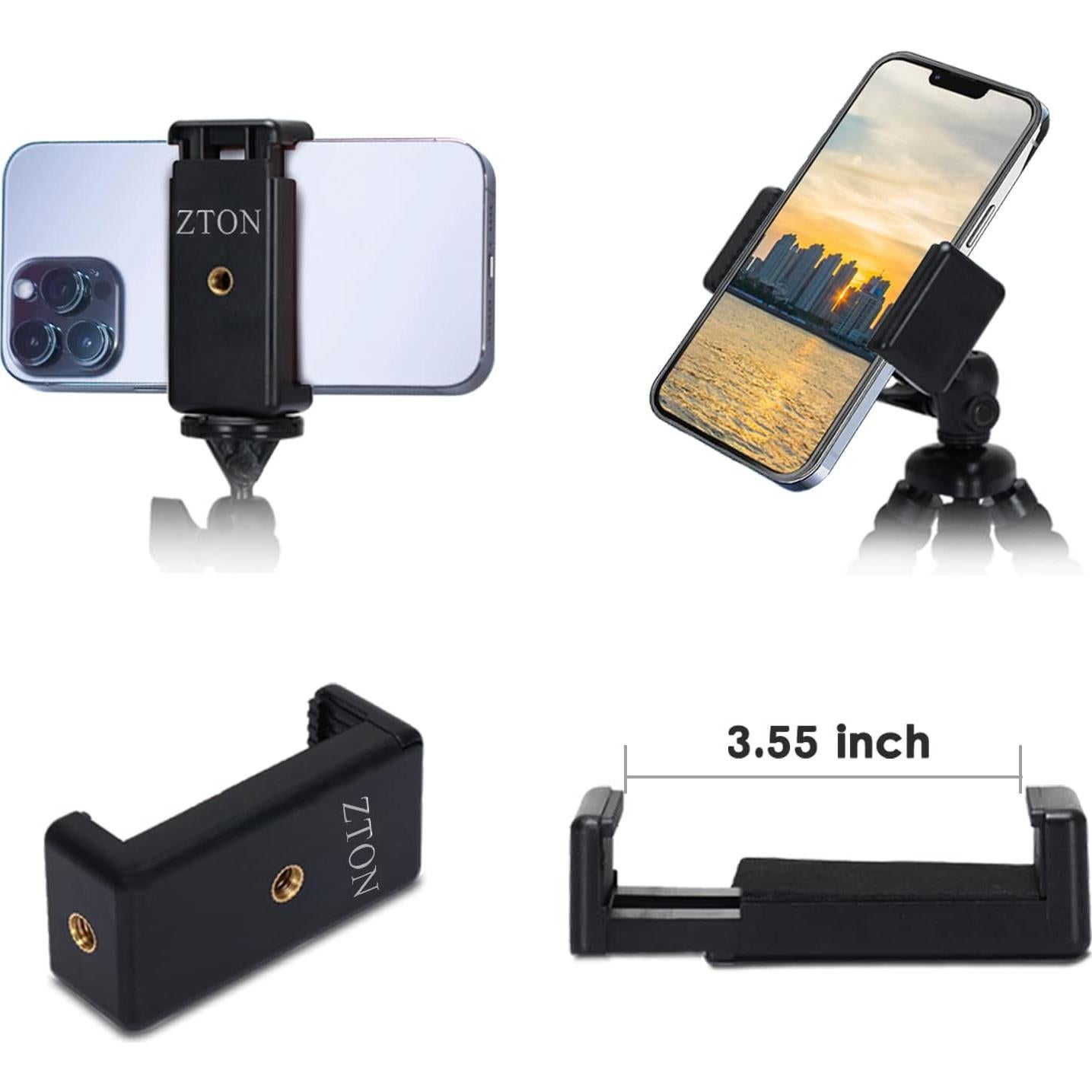 Soporte de trípode flexible ZTON para celular hasta 9.65 cm