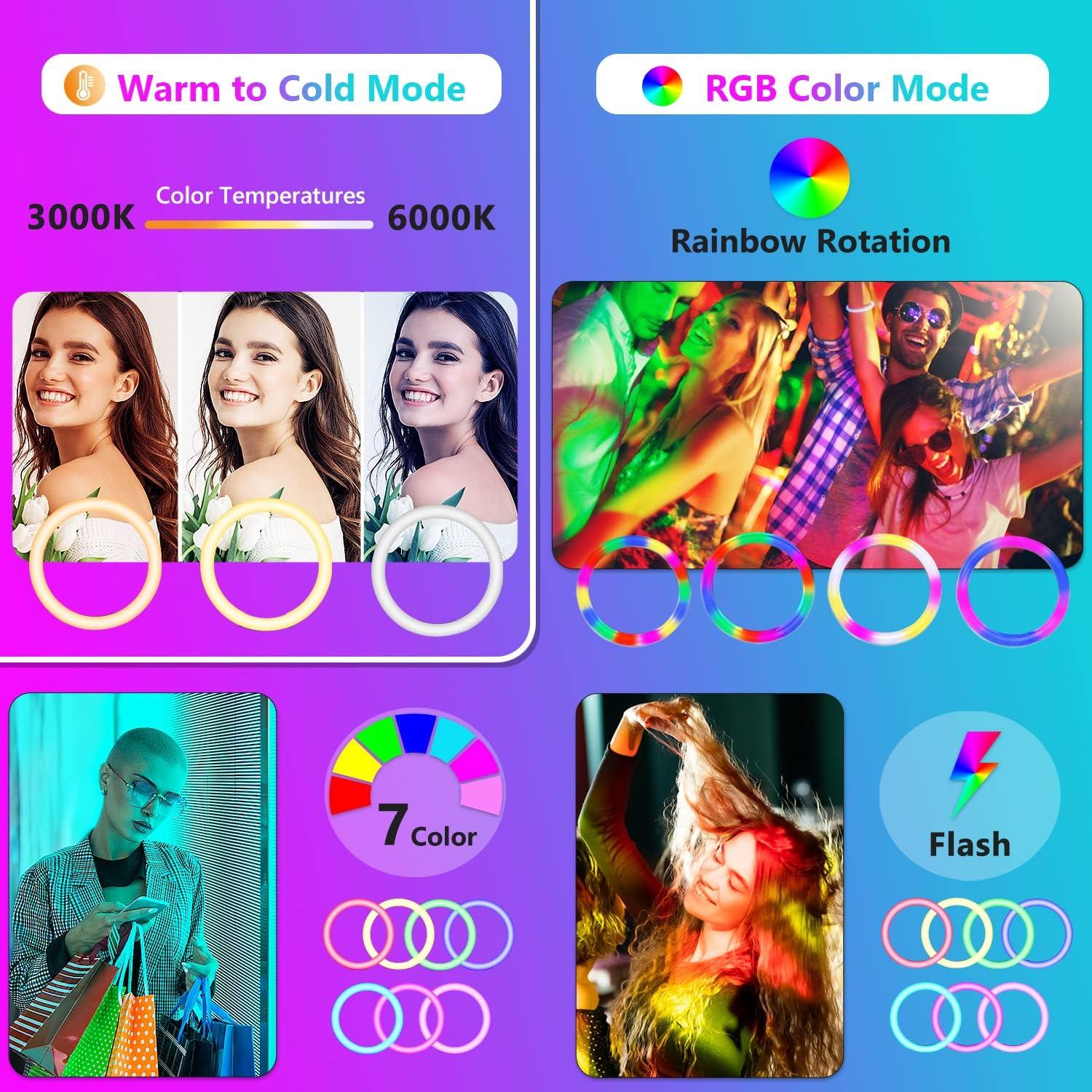 Eicaus Luz de Anillo RGB 30.48 cm con Trípode 157.48 cm