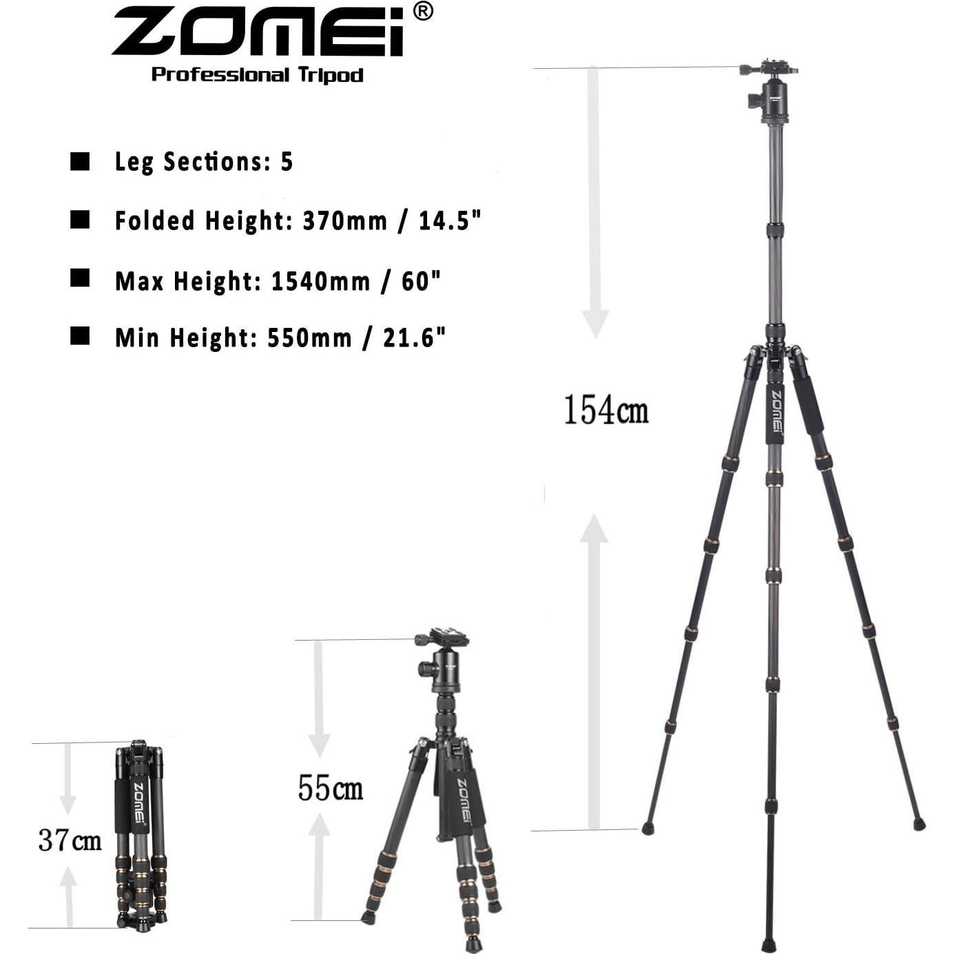 ZoMei Z669 Magnesium Aluminum Alloy Travel Camera Tripod with Ball Head for Canon,Sony,DSLR