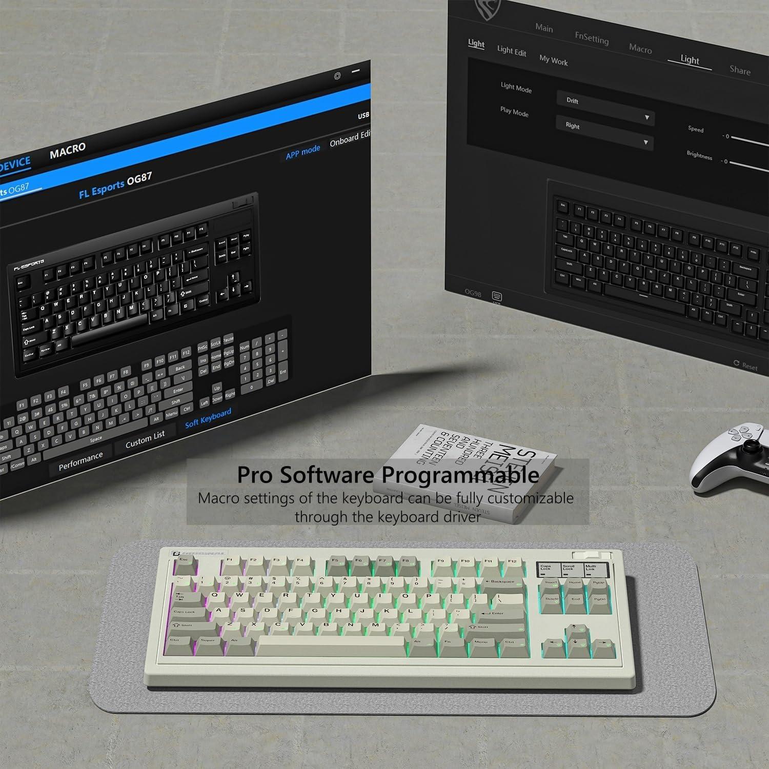 Teclado Mecánico Inalámbrico FL ESPORTS 75% RGB PBT
