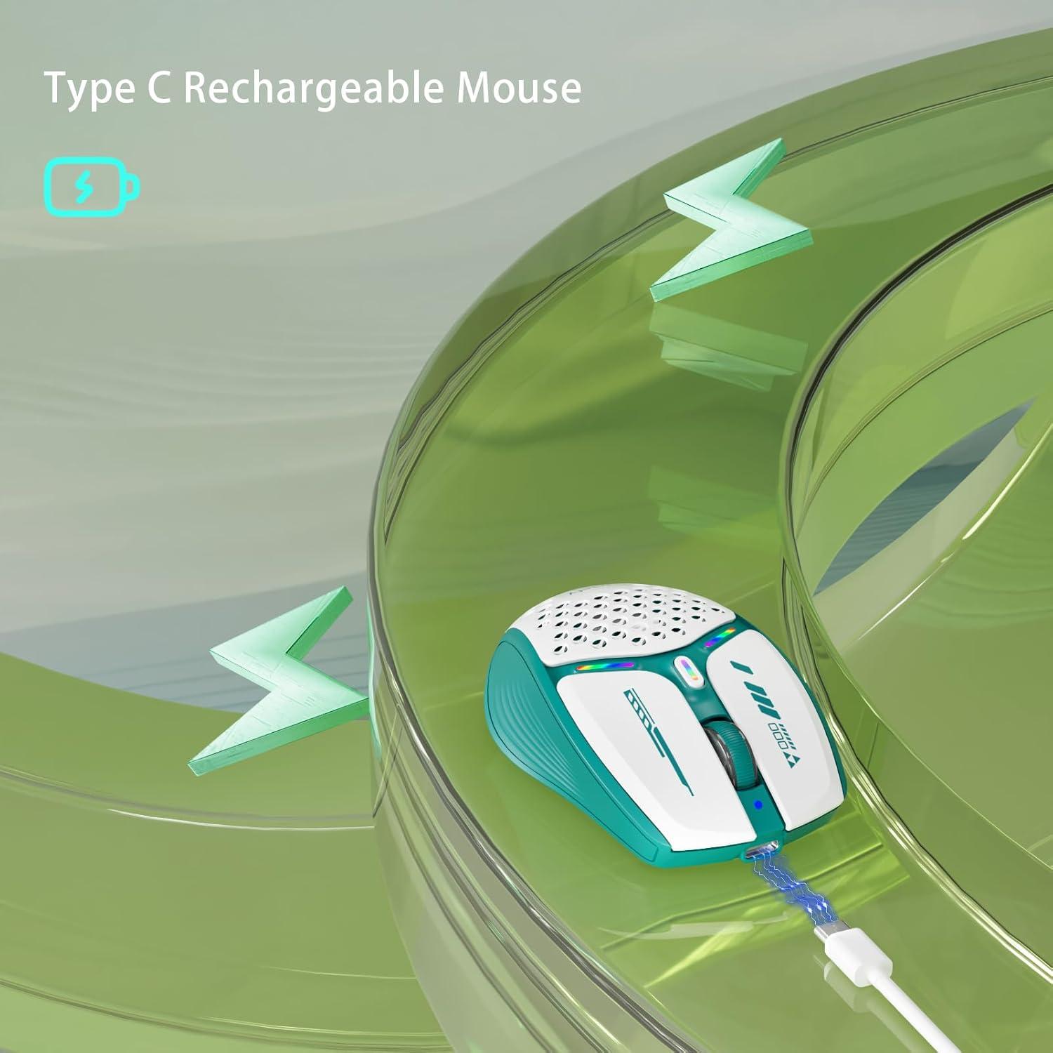 Ratón Inalámbrico Uciefy Verde Recargable USB-C 3 DPI