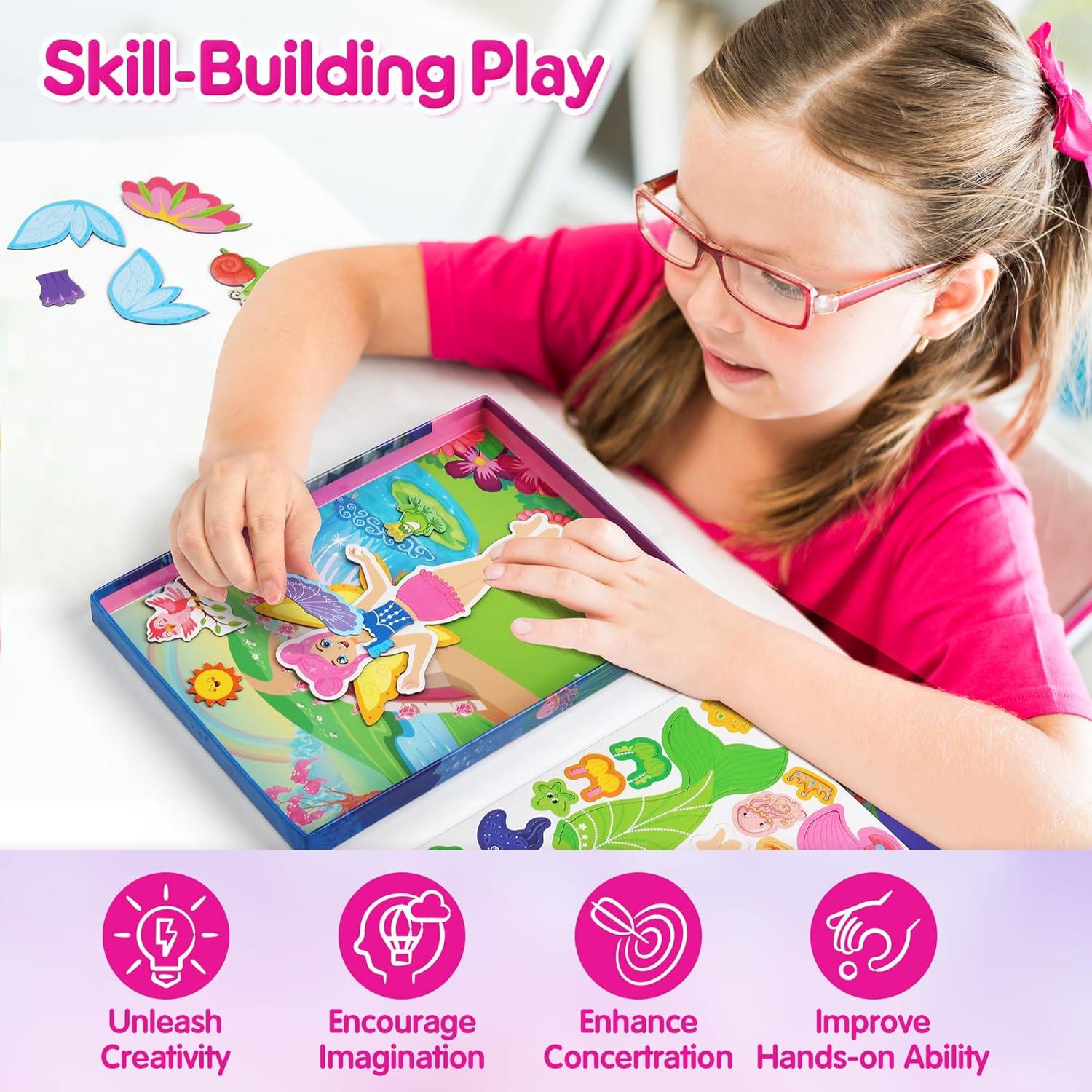 Muñecas Magnéticas para Vestir Mocoosy - Princesa, Sirena, Hada, Bailarina - Juego de Viaje