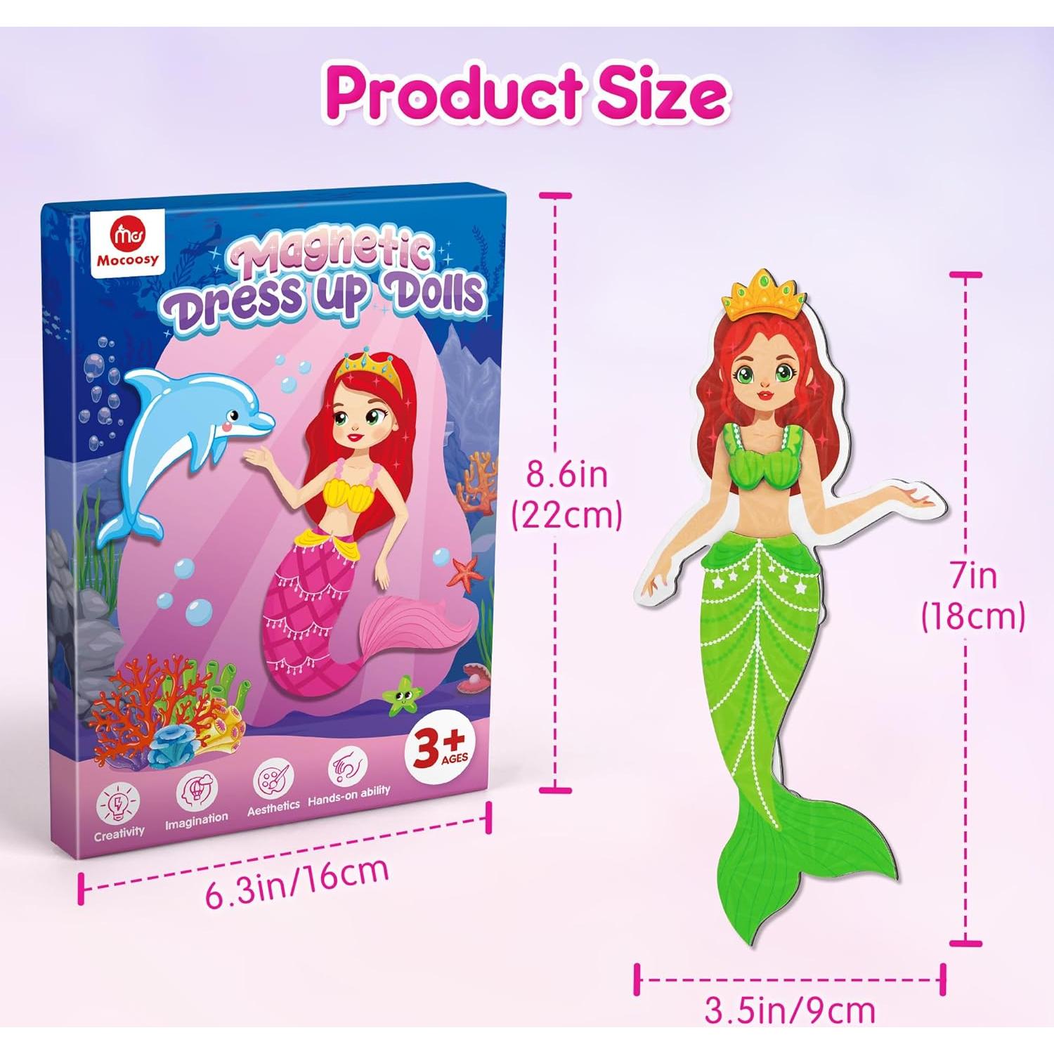 Muñecas Magnéticas para Vestir Mocoosy - Princesa, Sirena, Hada, Bailarina - Juego de Viaje
