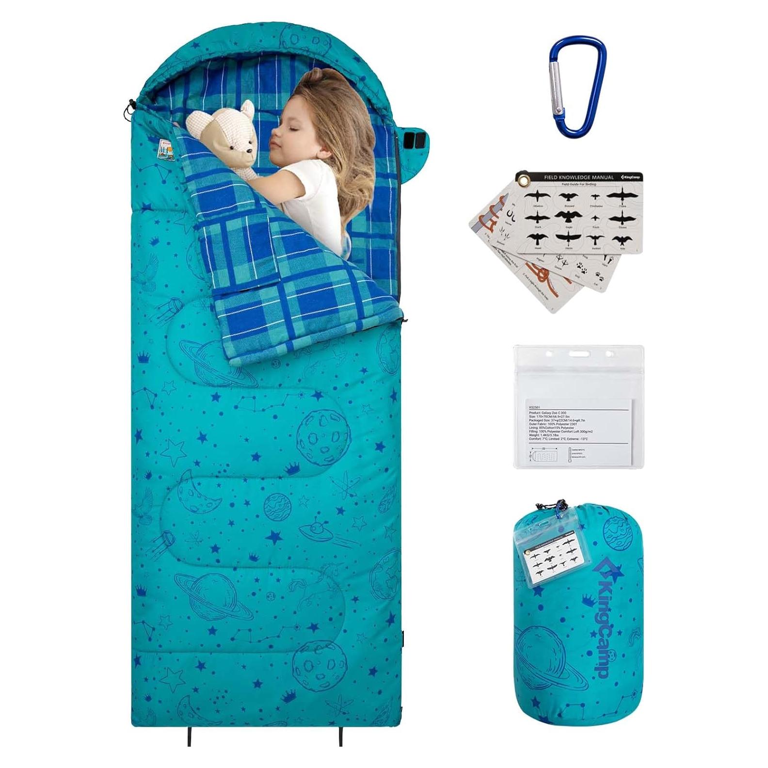 Saco de Dormir KingCamp para Niños 7°C Impermeable 170x70cm