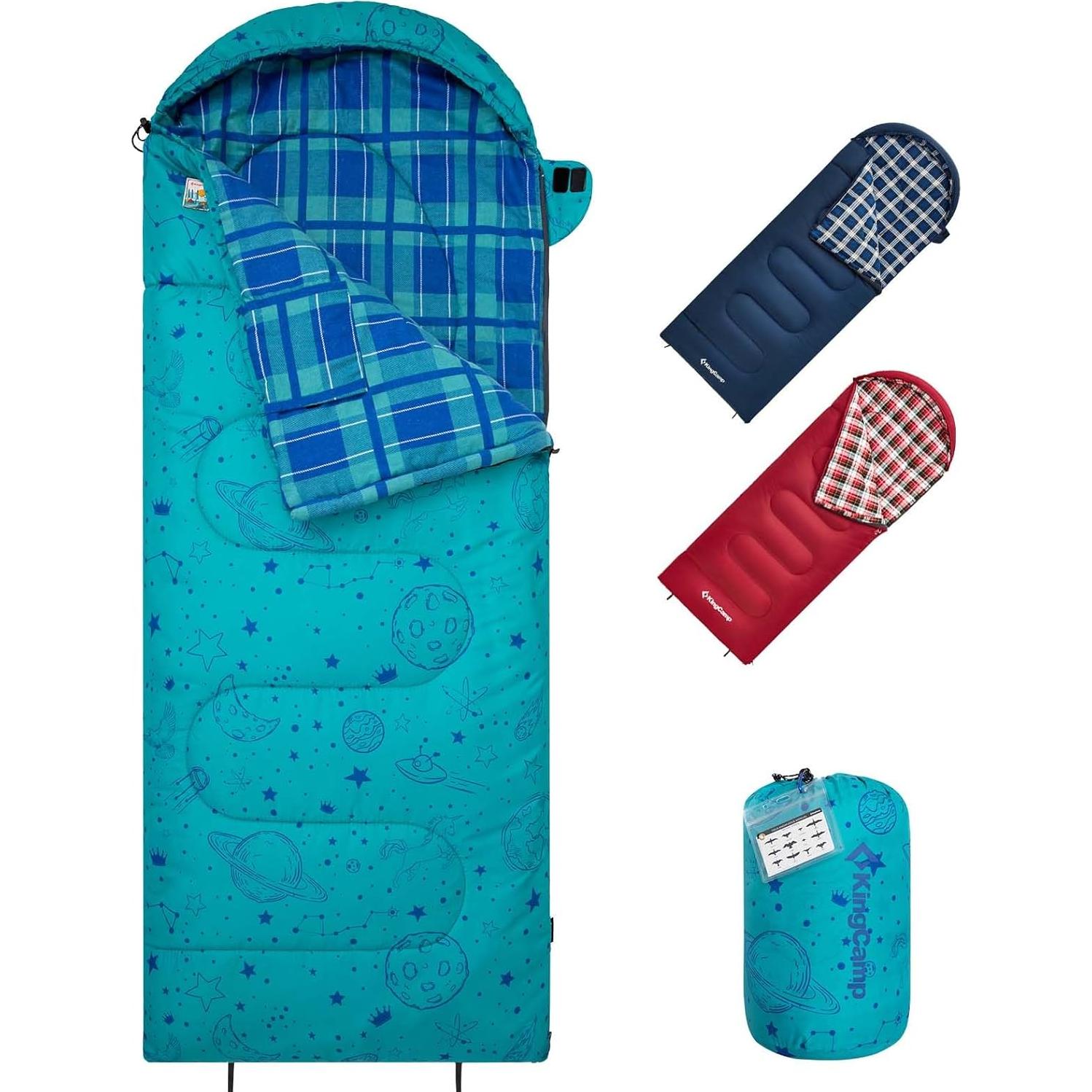 Saco de Dormir KingCamp para Niños 7°C Impermeable 170x70cm
