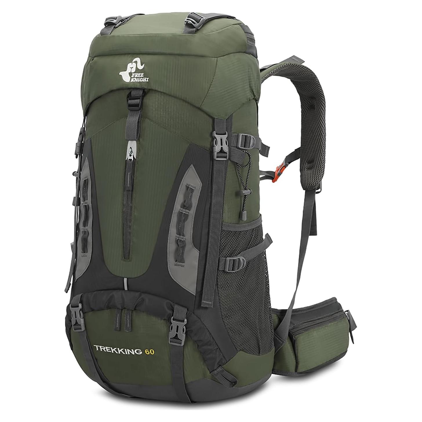 Mochila de Senderismo Bseash 60L Impermeable Verde Militar