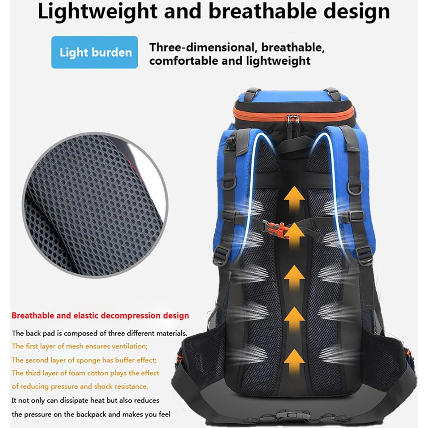 Mochila de Senderismo Bseash 60L Impermeable Verde Militar