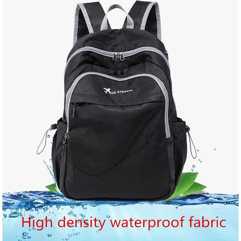 Mochila de Senderismo Plegable Impermeable 25L Unisex Negra