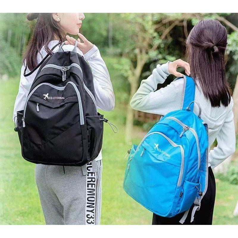 Mochila de Senderismo Plegable Impermeable 25L Unisex Negra