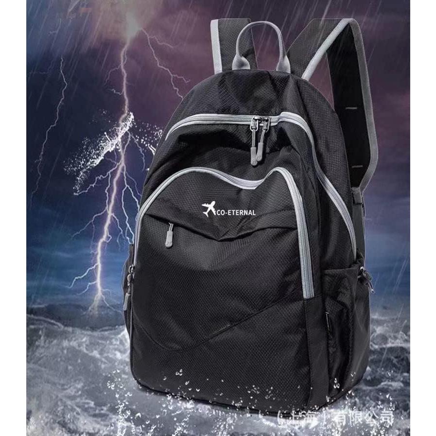 Mochila de Senderismo Plegable Impermeable 25L Unisex Negra