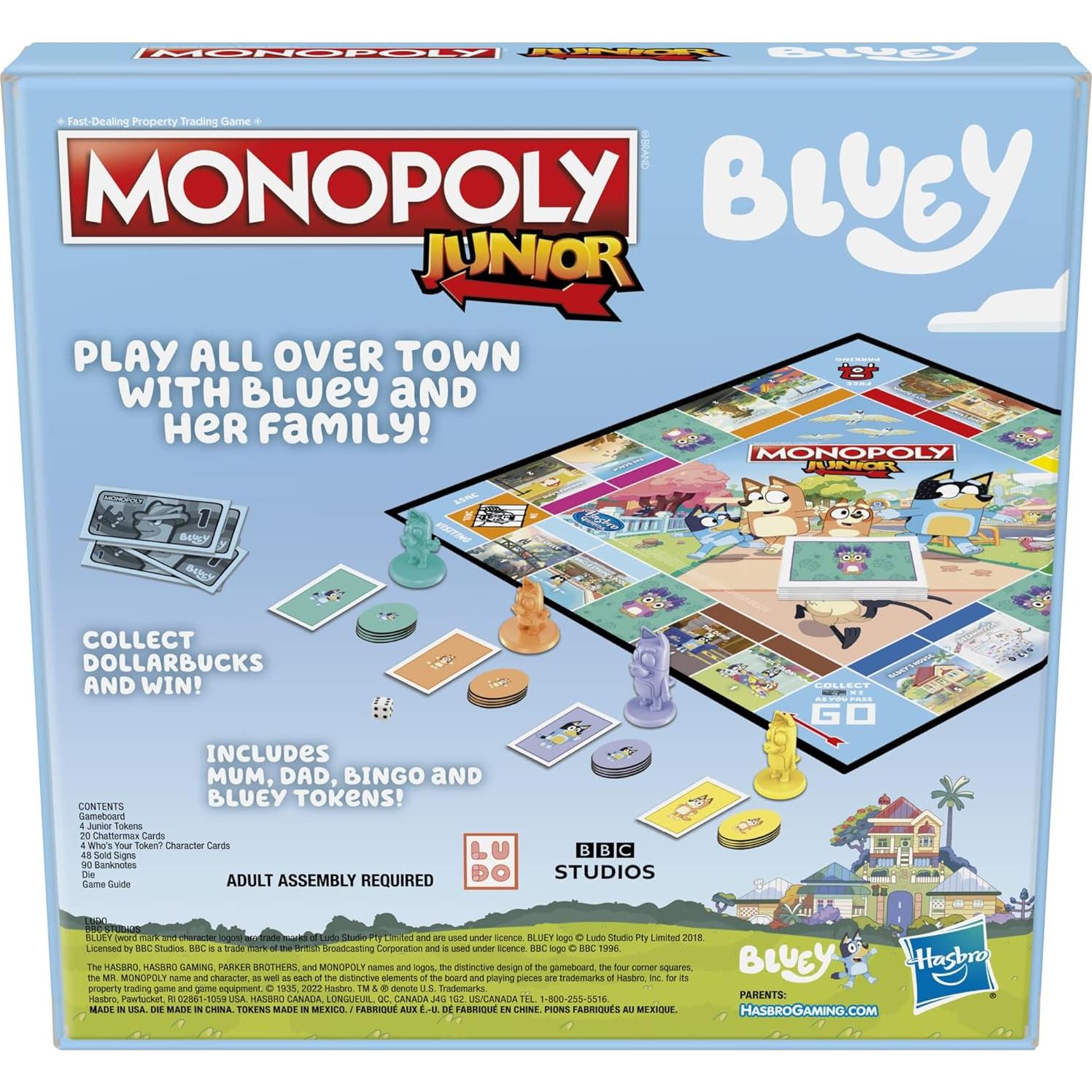 Monopoly Junior Bluey Hasbro Juego de Mesa para Niños 5+