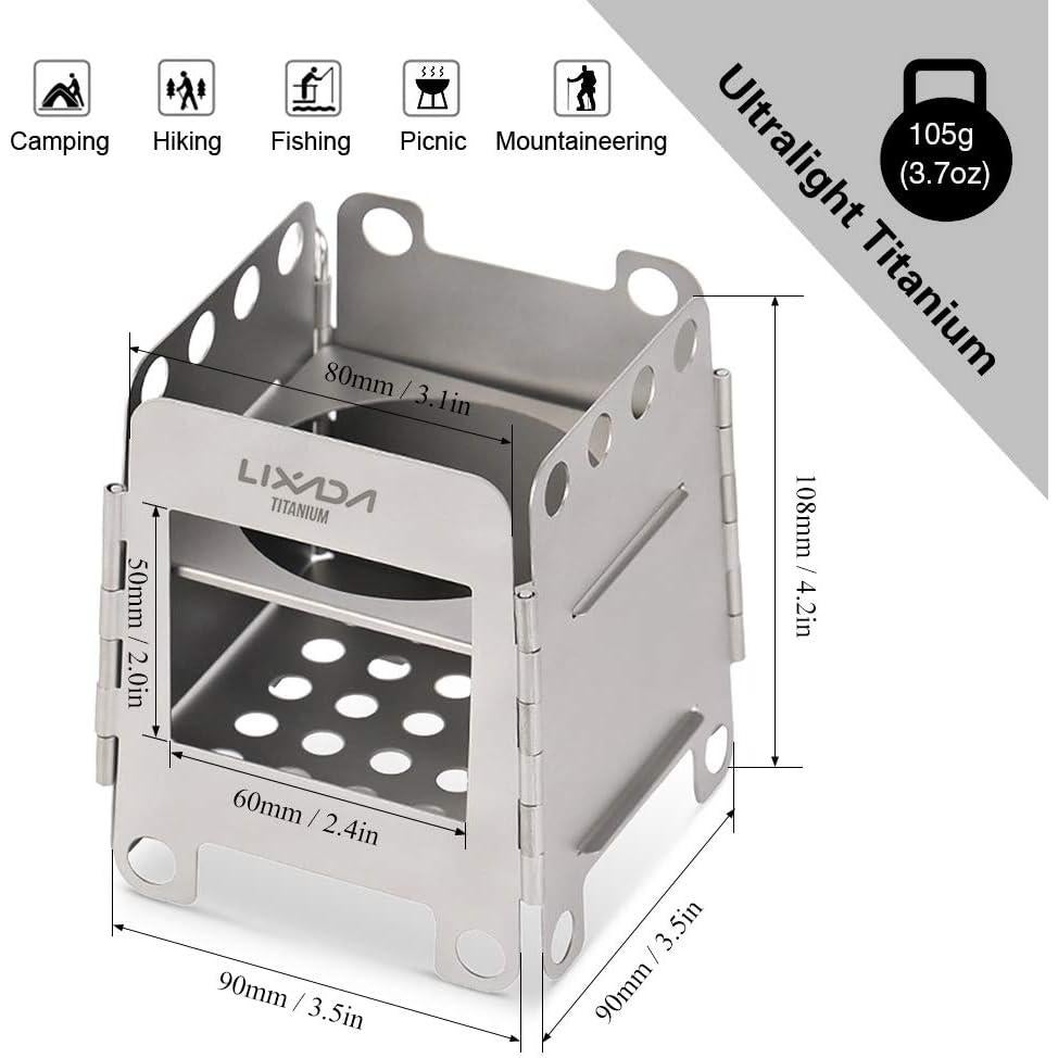 Estufa de Camping Lixada Plegable de Titanio 0.105 kg