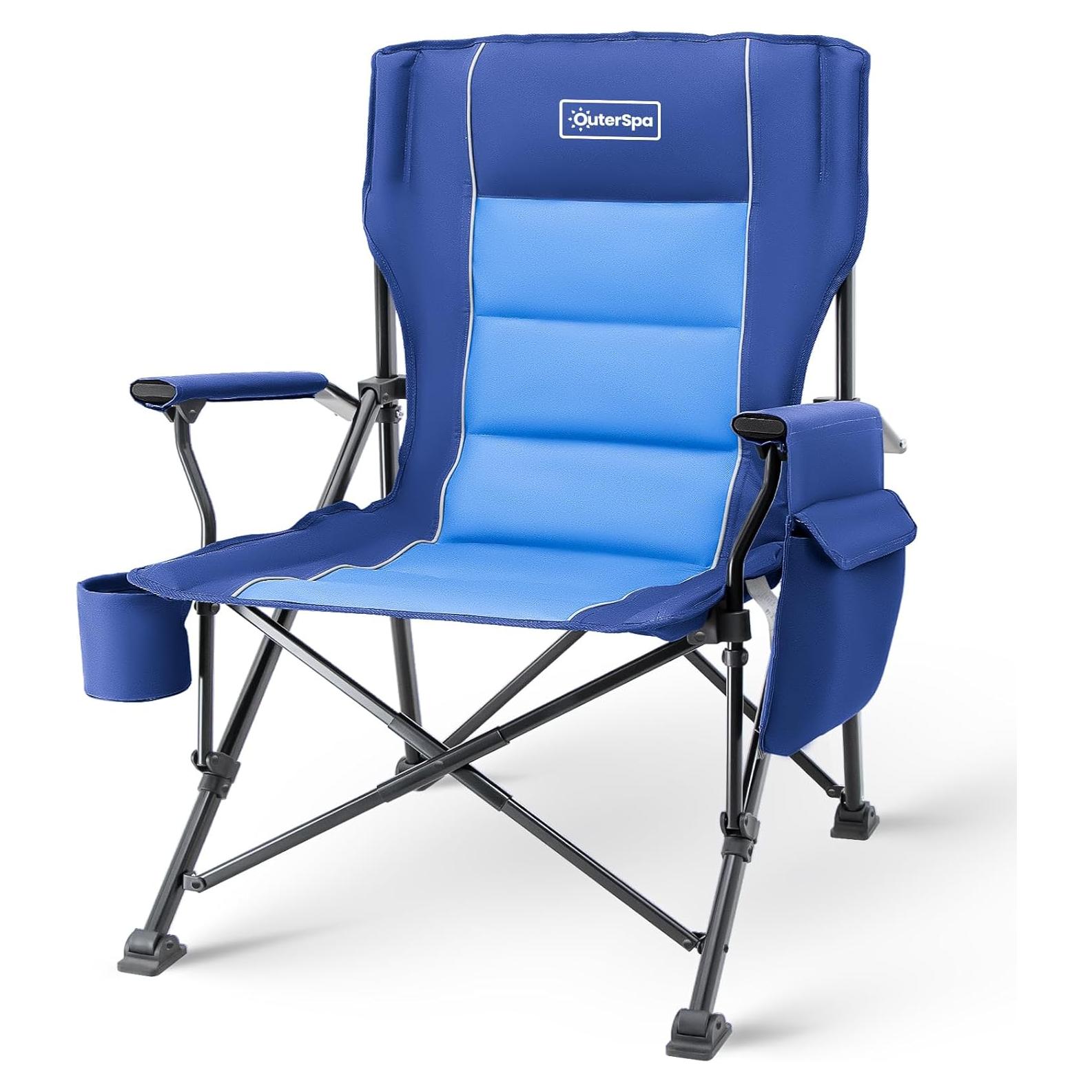 Oversized Folding Camping Chairs for Adults Heavy Duty, Support 500lbs Big and Tall High Back Camping Chairs for Heavy People Padded Lawn Chairs Camp Chairs for Patio,Beach,Camp,Lawn,Outdoor